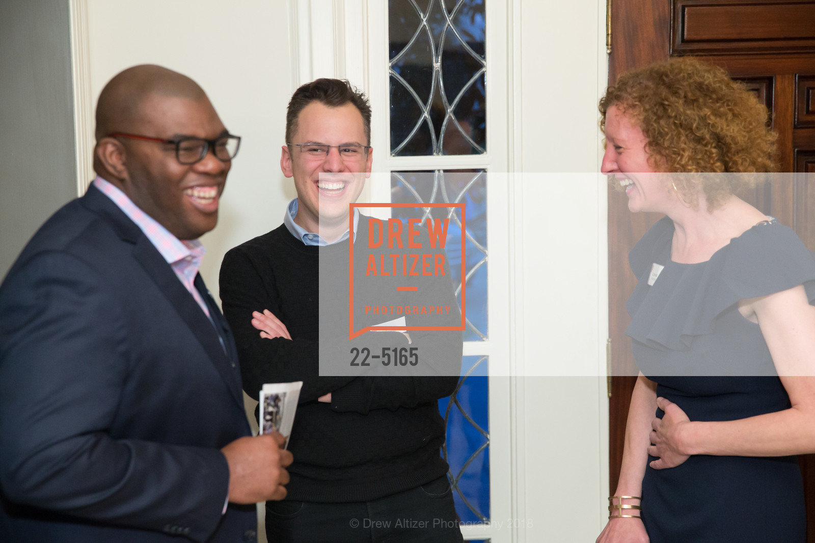 Robert Rooks, Mike Krieger, Lenore Anderson, Art for Justice Reception, Private Residence, February 21st, 2018, Photo #22-5165 Robert Rooks, Mike Krieger, Lenore Anderson, Photo #22-5165