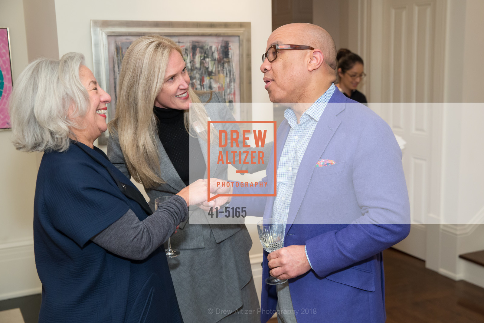 Peggy Forbes, Berit Ashla, Darren Walker, Art for Justice Reception, Private Residence, February 21st, 2018, Photo #41-5165 Peggy Forbes, Berit Ashla, Darren Walker, Photo #41-5165