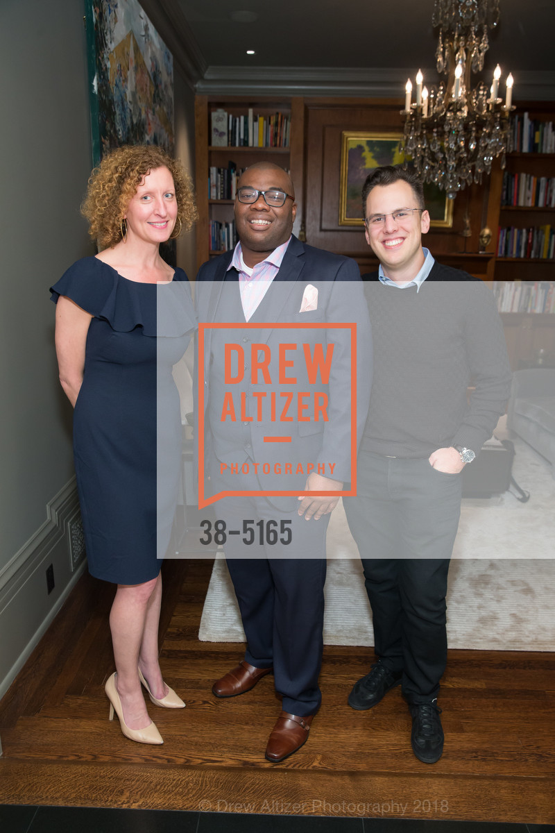 Lenore Anderson, Robert Rooks, Mike Krieger, Art for Justice Reception, Private Residence, February 21st, 2018, Photo #38-5165 Lenore Anderson, Robert Rooks, Mike Krieger, Photo #38-5165