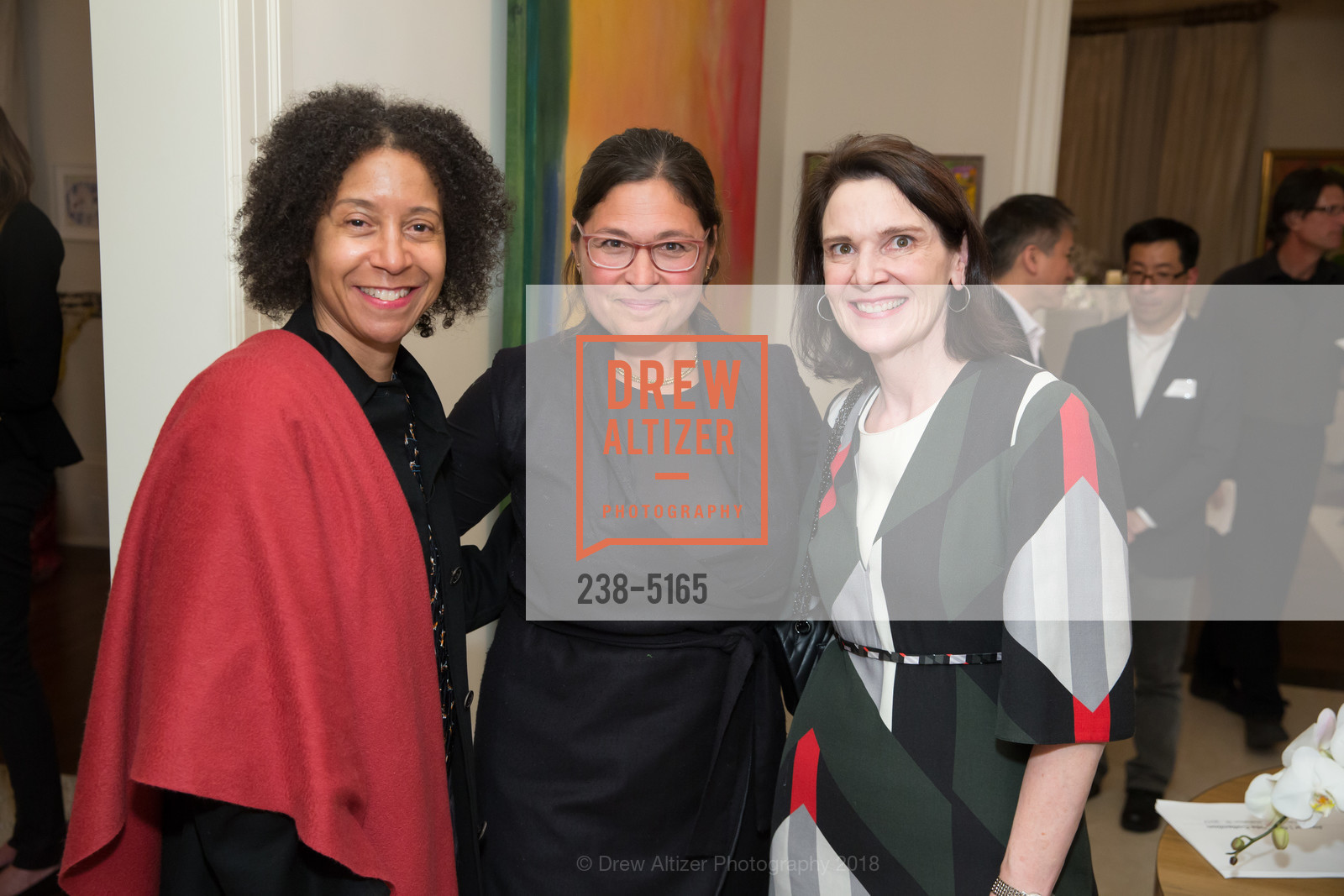 Crystal Haling, Regan Pritzker, Diana Nelson, Art for Justice Reception, Private Residence, February 21st, 2018, Photo #238-5165 Crystal Haling, Regan Pritzker, Diana Nelson, Photo #238-5165