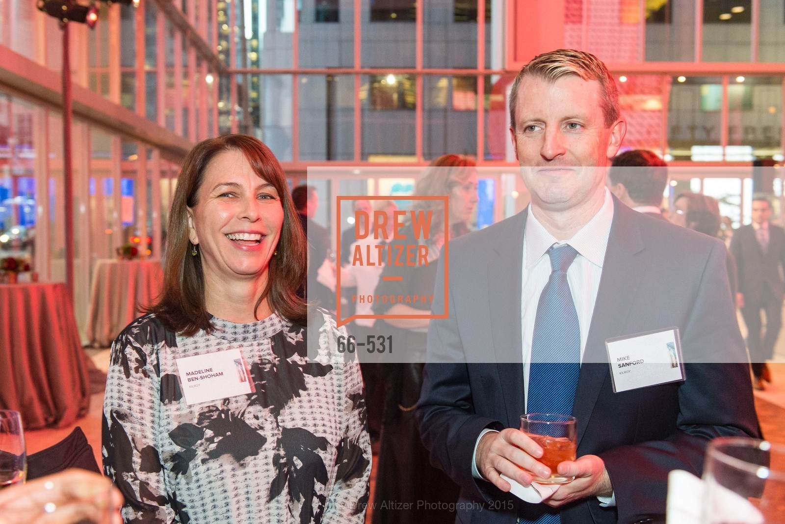 Madeline Ben-Shoham, Mike Sanford, Kilroy Unveiling Presents Virtual Depictions: San Francisco by Refik Anadol, 350 Mission Street. 350 Mission Street, November 16th, 2015, Photo #66-531 Madeline Ben-Shoham, Mike Sanford, Photo #66-531