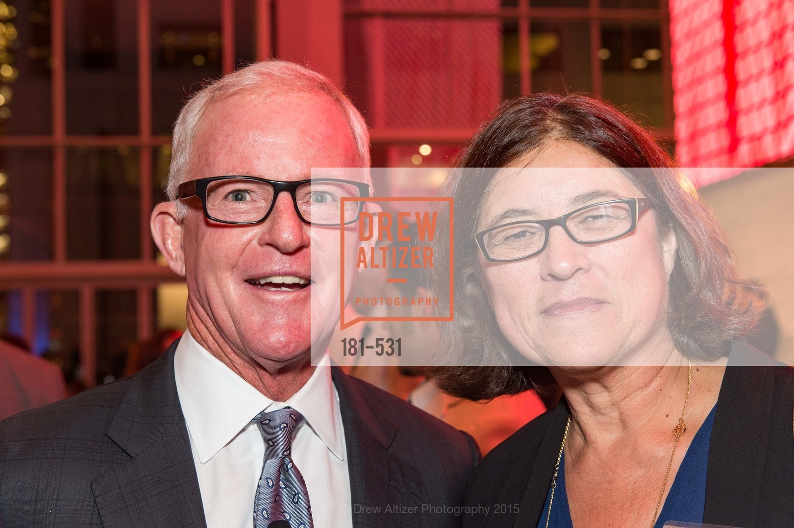 John Kilroy, Esther Morales, Kilroy Unveiling Presents Virtual Depictions: San Francisco by Refik Anadol, 350 Mission Street. 350 Mission Street, November 16th, 2015, Photo #181-531 John Kilroy, Esther Morales, Photo #181-531