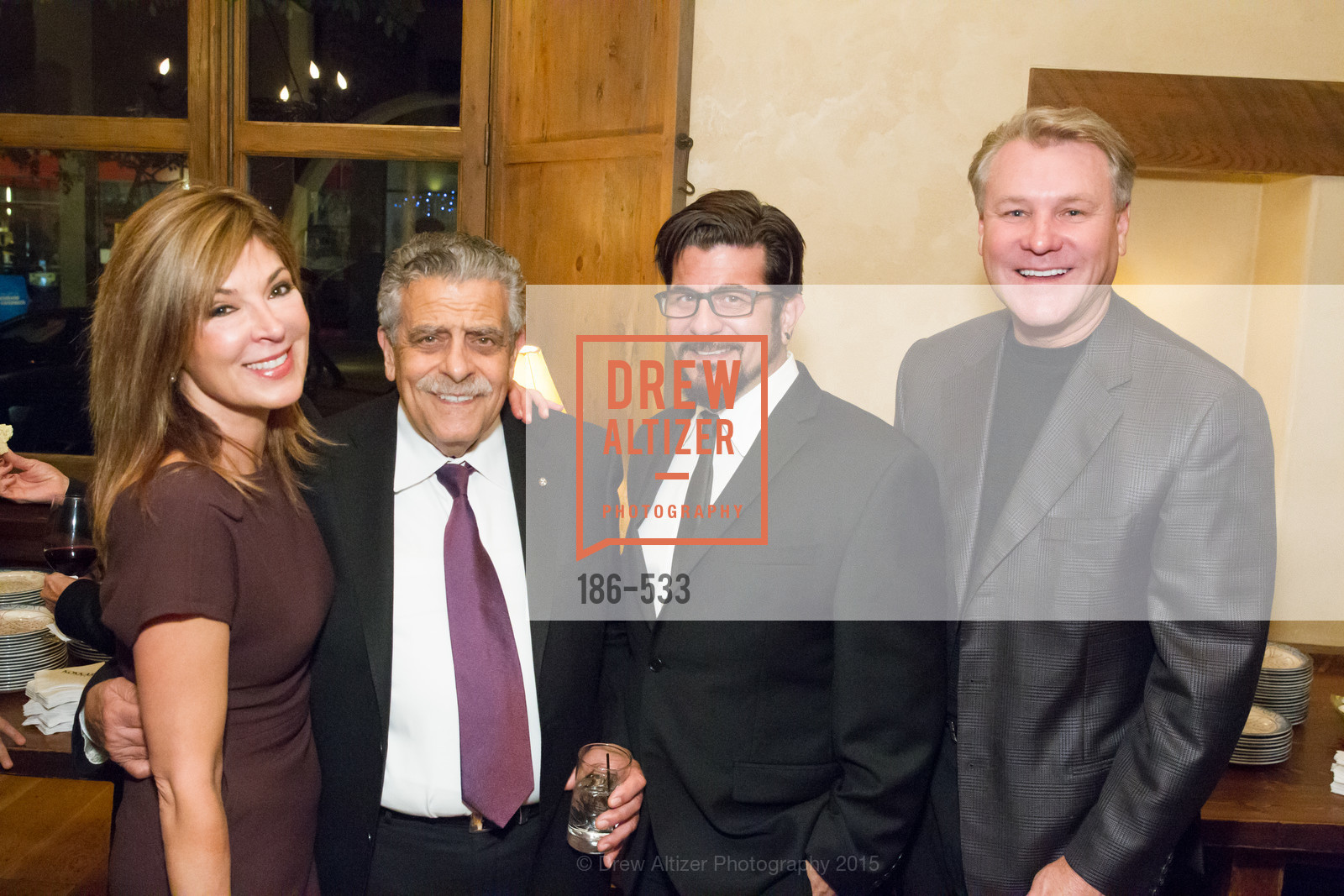 Vicki Liviakis, Ken Frangadakis, George Frangadakis, Randy Fry, Hellenic Charity Ball Cocktail Reception, Kokkari. 200 Jackson St, San Francisco, CA 94111, November 13th, 2015,Drew Altizer, Drew Altizer Photography, full-service agency, private events, San Francisco photographer, photographer california