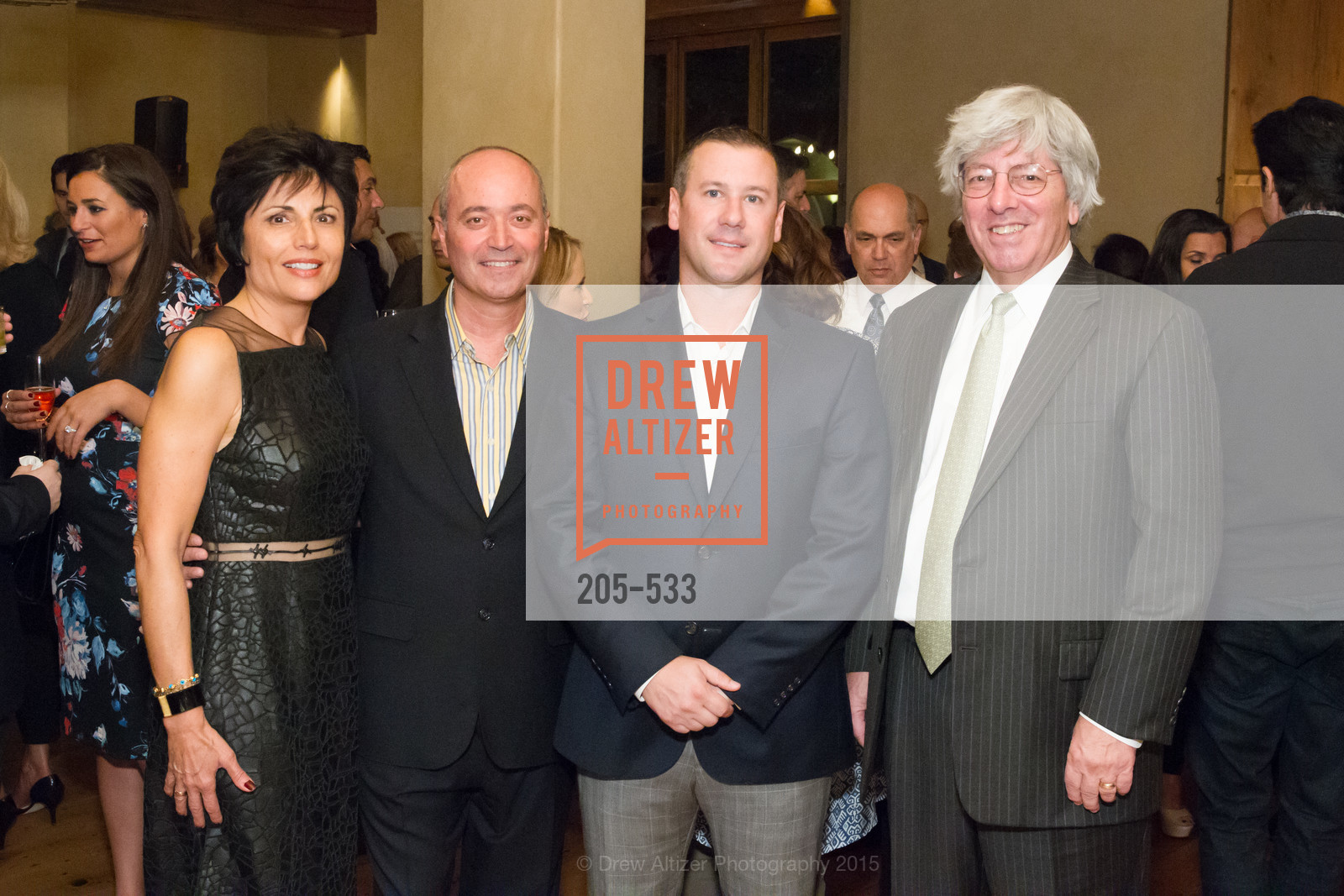 Joan Dauria, John Gumas, Gus Panagotacos, Byron Scordelis, Hellenic Charity Ball Cocktail Reception, Kokkari. 200 Jackson St, San Francisco, CA 94111, November 13th, 2015,Drew Altizer, Drew Altizer Photography, full-service agency, private events, San Francisco photographer, photographer california