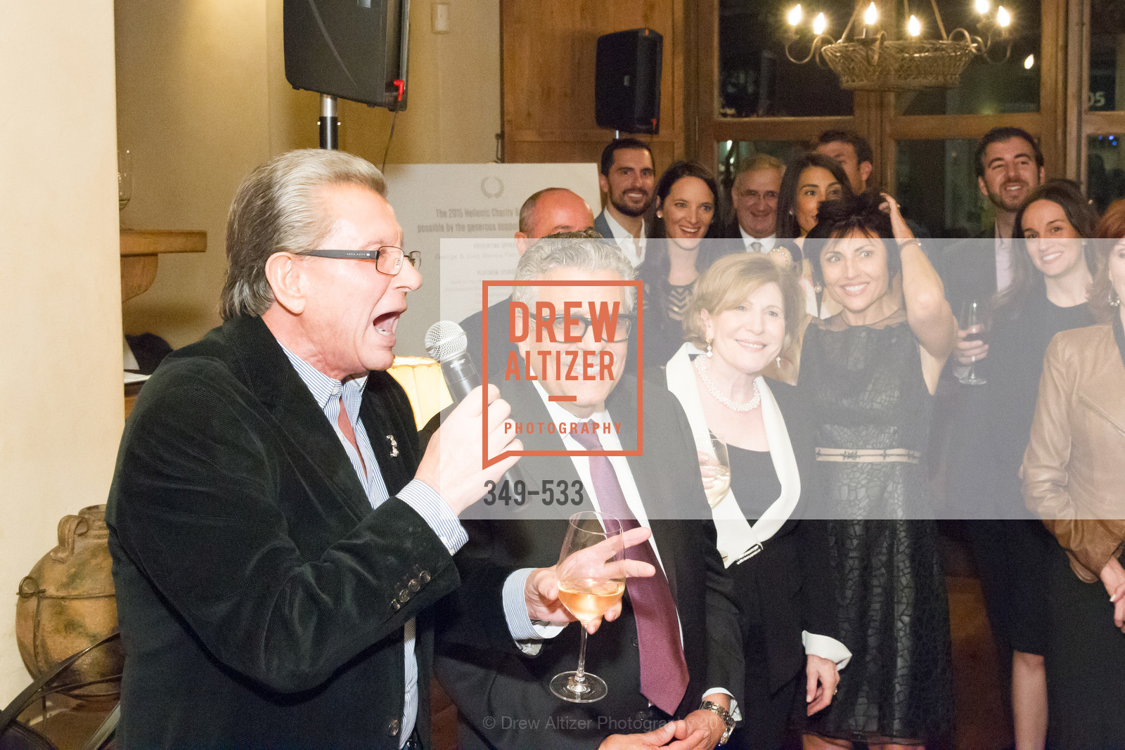 George Marcus, Ken Frangadakis, Tula Mouroufas, Joan Dauria, Hellenic Charity Ball Cocktail Reception, Kokkari. 200 Jackson St, San Francisco, CA 94111, November 13th, 2015,Drew Altizer, Drew Altizer Photography, full-service agency, private events, San Francisco photographer, photographer california