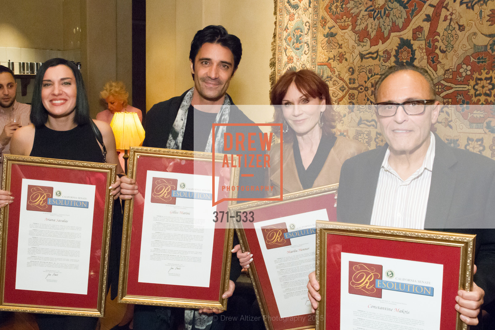 Ariana Savalas, Gilles Marini, Marilu Henner, Constantine Makris, Hellenic Charity Ball Cocktail Reception, Kokkari. 200 Jackson St, San Francisco, CA 94111, November 13th, 2015,Drew Altizer, Drew Altizer Photography, full-service agency, private events, San Francisco photographer, photographer california