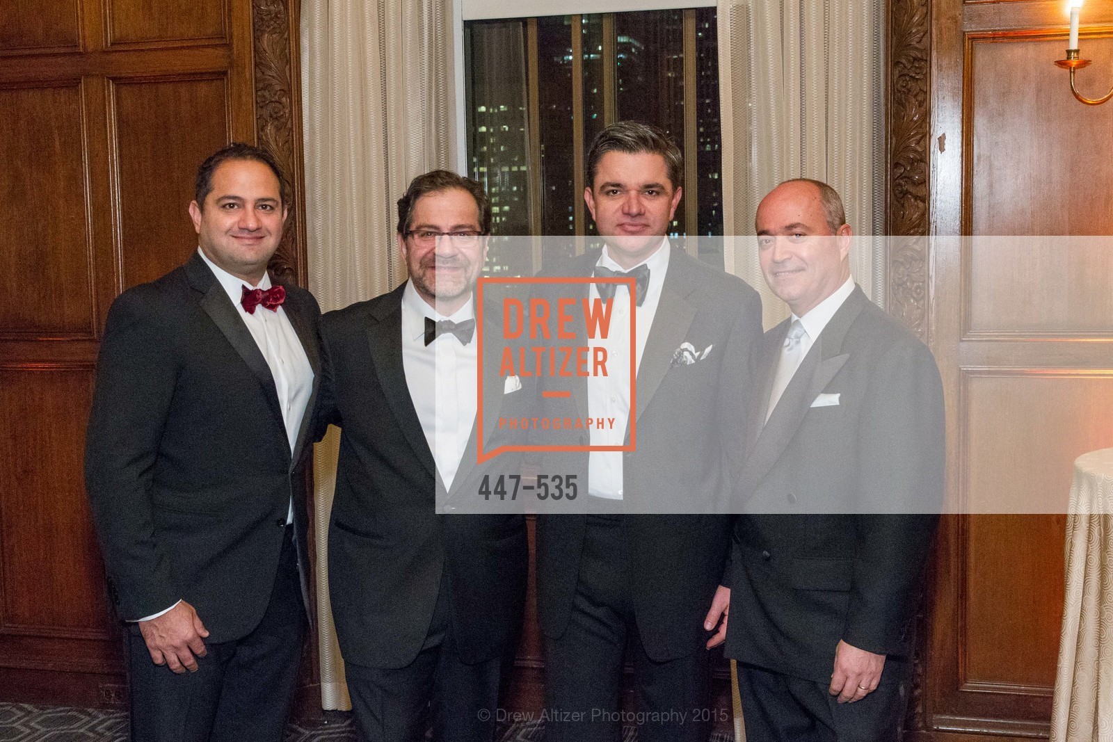 Razmig Boladian, Nick Stathopoulos, John Costouros, John Gumas, Hellenic Charity Ball, Westin St. Francis. 335 Powell Street, November 14th, 2015, Photo #447-535 Razmig Boladian, Nick Stathopoulos, John Costouros, John Gumas, Photo #447-535