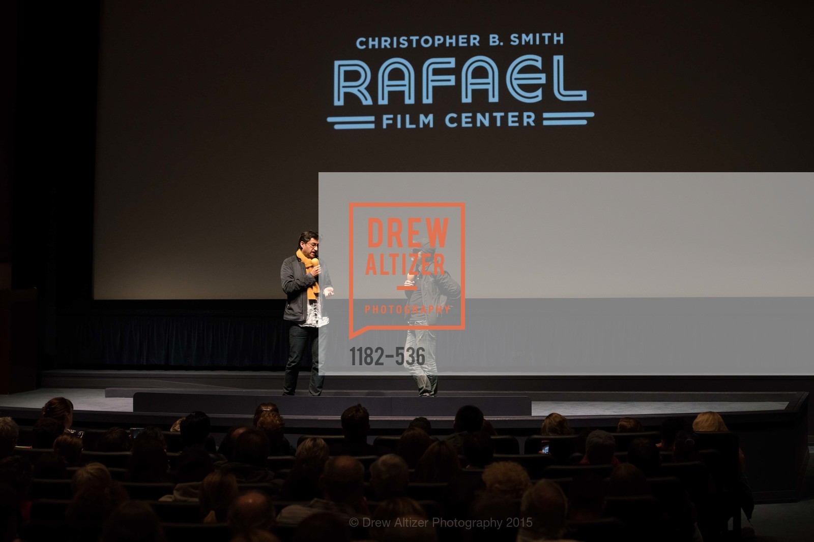 Stage, AMY Screening with Director Asif Kapadia and Lars Ulrich, Christopher B. Smith Rafael Film Center. 1118 Fourth Street, November 15th, 2015,Drew Altizer, Drew Altizer Photography, full-service agency, private events, San Francisco photographer, photographer california
