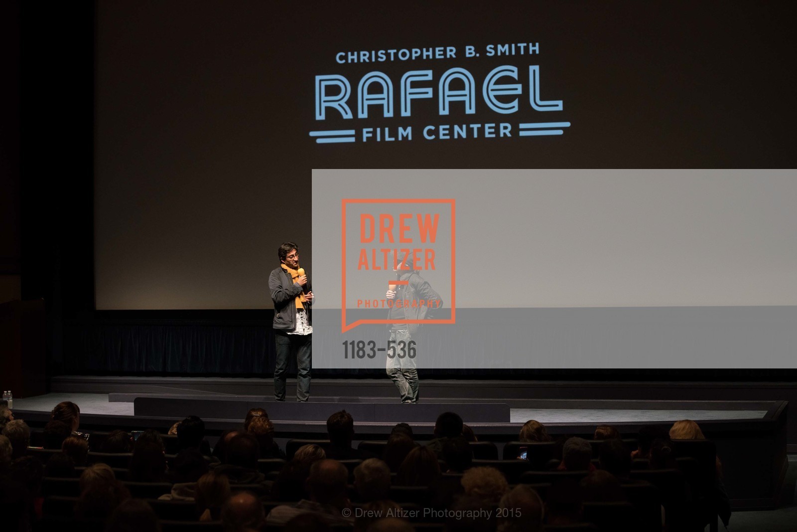 Stage, AMY Screening with Director Asif Kapadia and Lars Ulrich, Christopher B. Smith Rafael Film Center. 1118 Fourth Street, November 15th, 2015,Drew Altizer, Drew Altizer Photography, full-service agency, private events, San Francisco photographer, photographer california