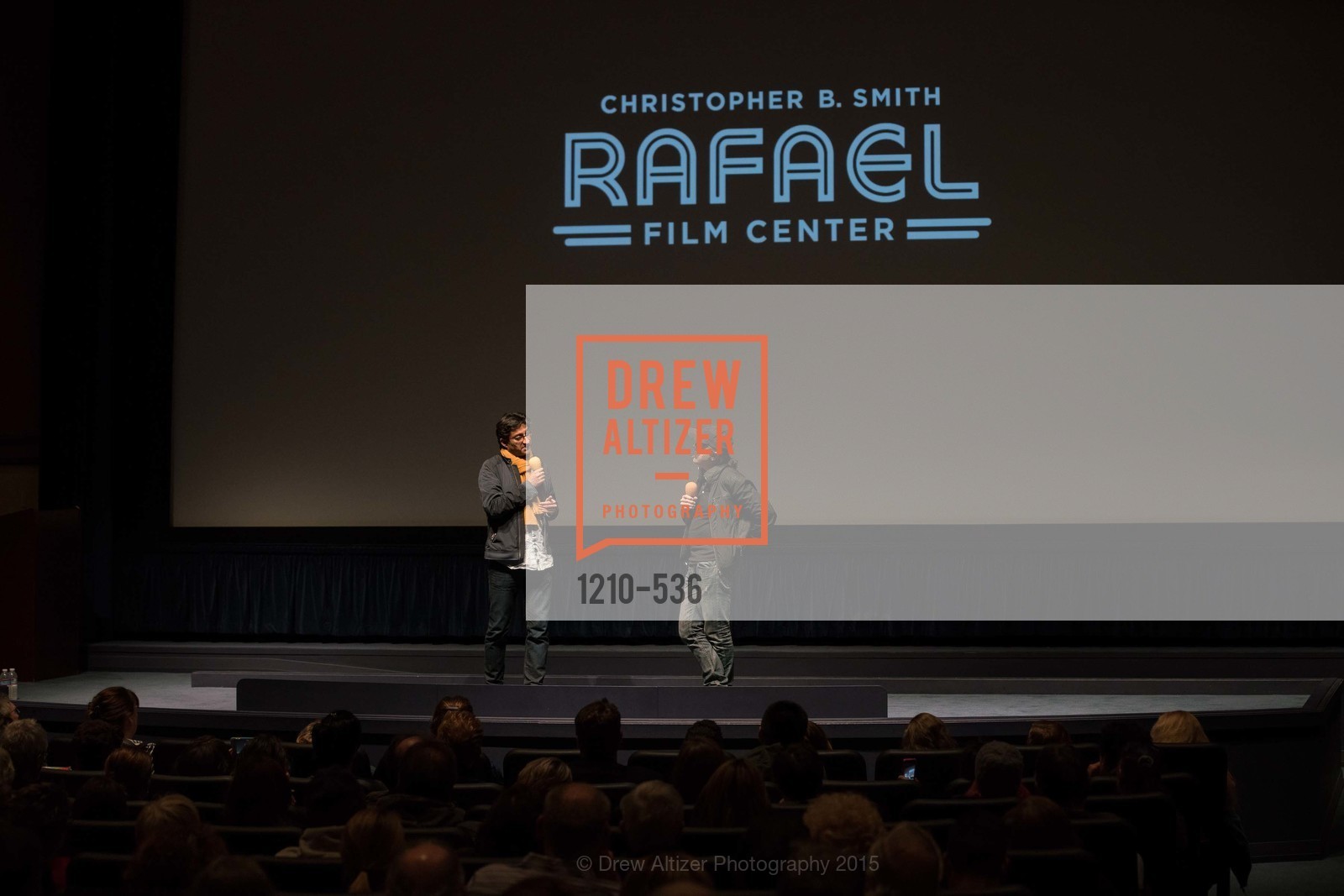 Stage, AMY Screening with Director Asif Kapadia and Lars Ulrich, Christopher B. Smith Rafael Film Center. 1118 Fourth Street, November 15th, 2015,Drew Altizer, Drew Altizer Photography, full-service agency, private events, San Francisco photographer, photographer california
