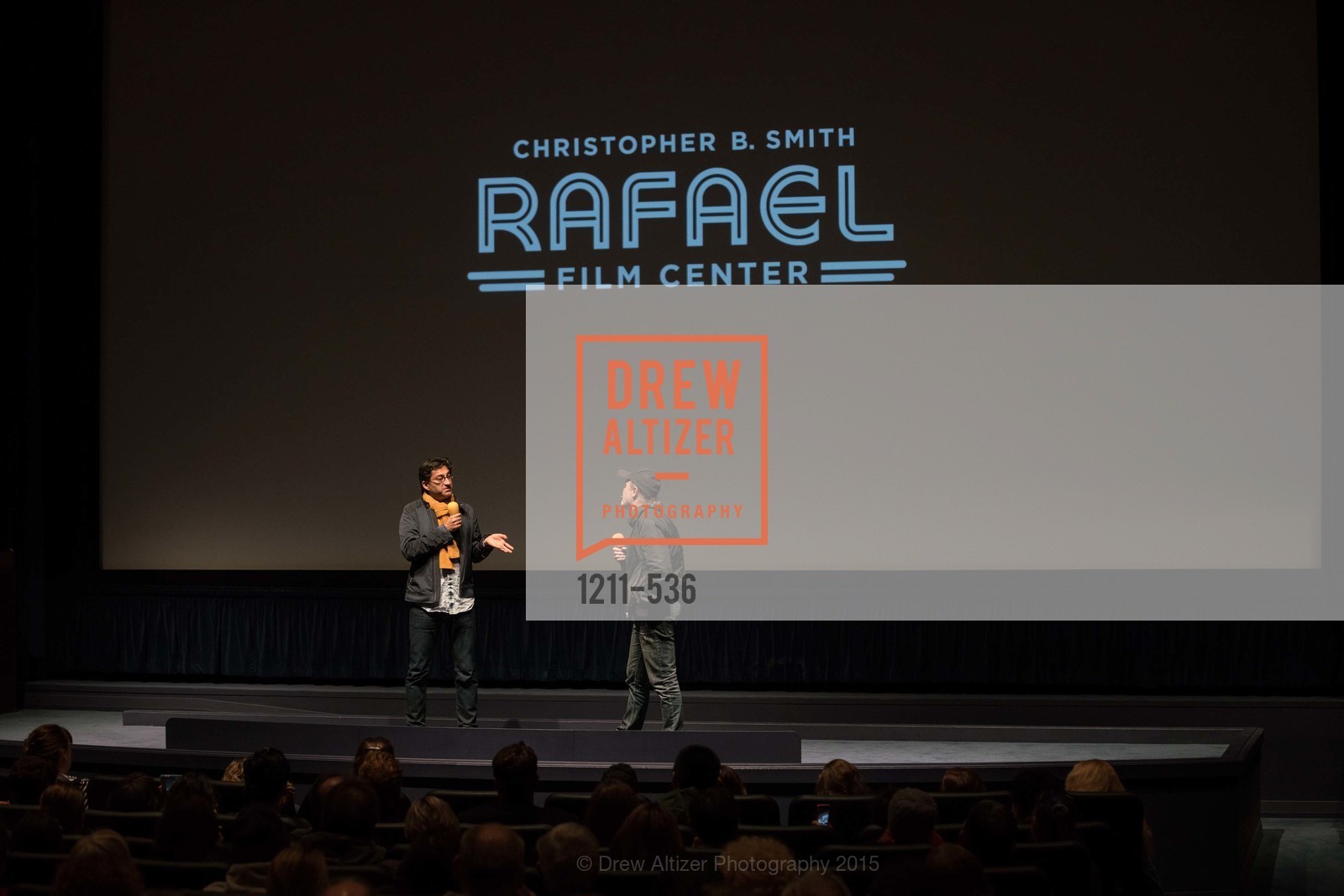 Stage, AMY Screening with Director Asif Kapadia and Lars Ulrich, Christopher B. Smith Rafael Film Center. 1118 Fourth Street, November 15th, 2015,Drew Altizer, Drew Altizer Photography, full-service agency, private events, San Francisco photographer, photographer california