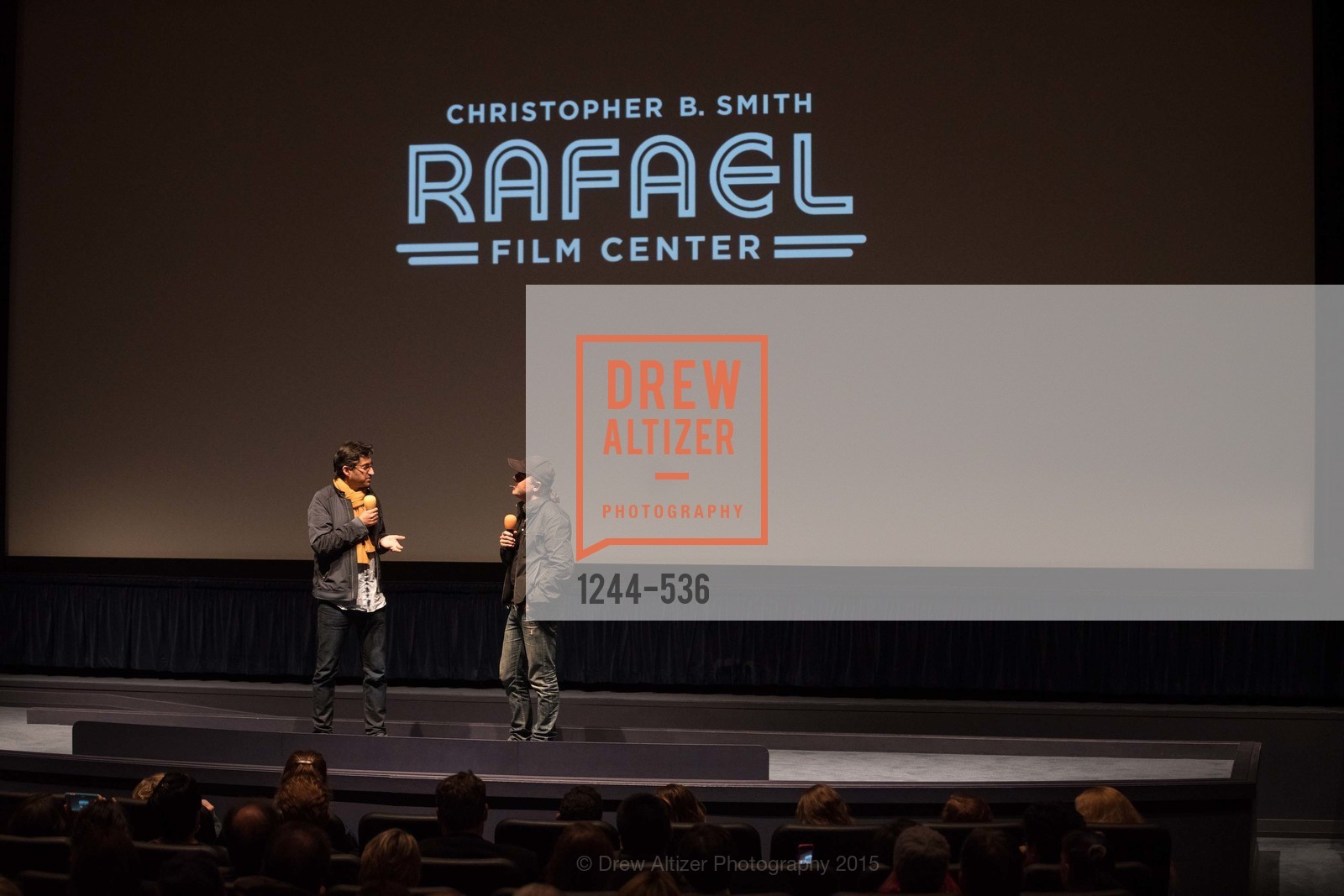 Stage, AMY Screening with Director Asif Kapadia and Lars Ulrich, Christopher B. Smith Rafael Film Center. 1118 Fourth Street, November 15th, 2015,Drew Altizer, Drew Altizer Photography, full-service agency, private events, San Francisco photographer, photographer california