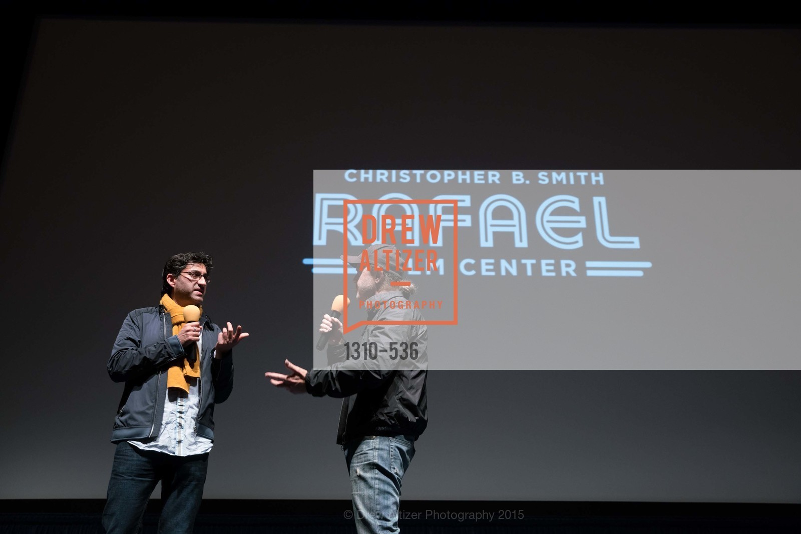 Asif Kapadia, Lars Ulrich, AMY Screening with Director Asif Kapadia and Lars Ulrich, Christopher B. Smith Rafael Film Center. 1118 Fourth Street, November 15th, 2015,Drew Altizer, Drew Altizer Photography, full-service agency, private events, San Francisco photographer, photographer california