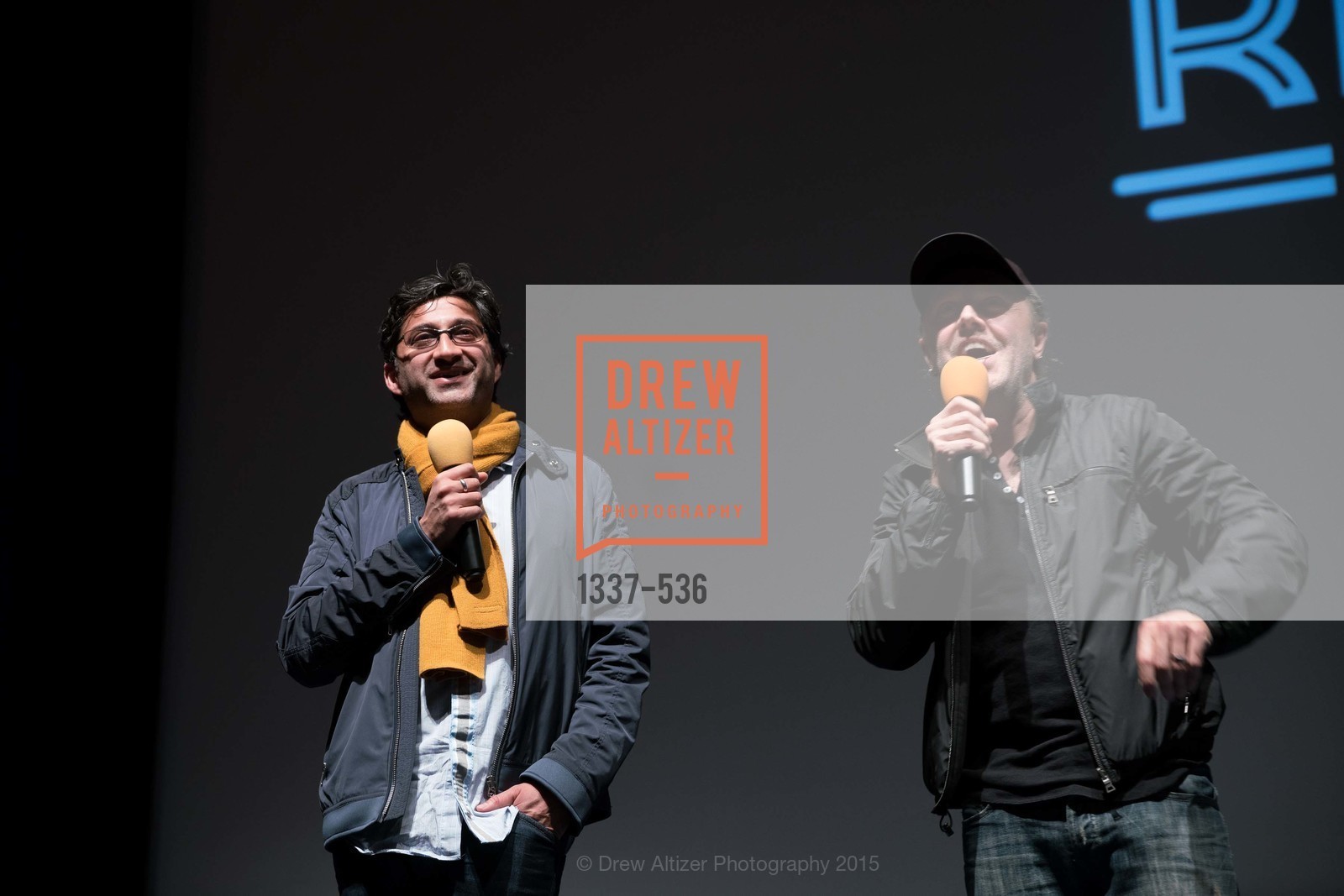 Asif Kapadia, Lars Ulrich, AMY Screening with Director Asif Kapadia and Lars Ulrich, Christopher B. Smith Rafael Film Center. 1118 Fourth Street, November 15th, 2015,Drew Altizer, Drew Altizer Photography, full-service agency, private events, San Francisco photographer, photographer california