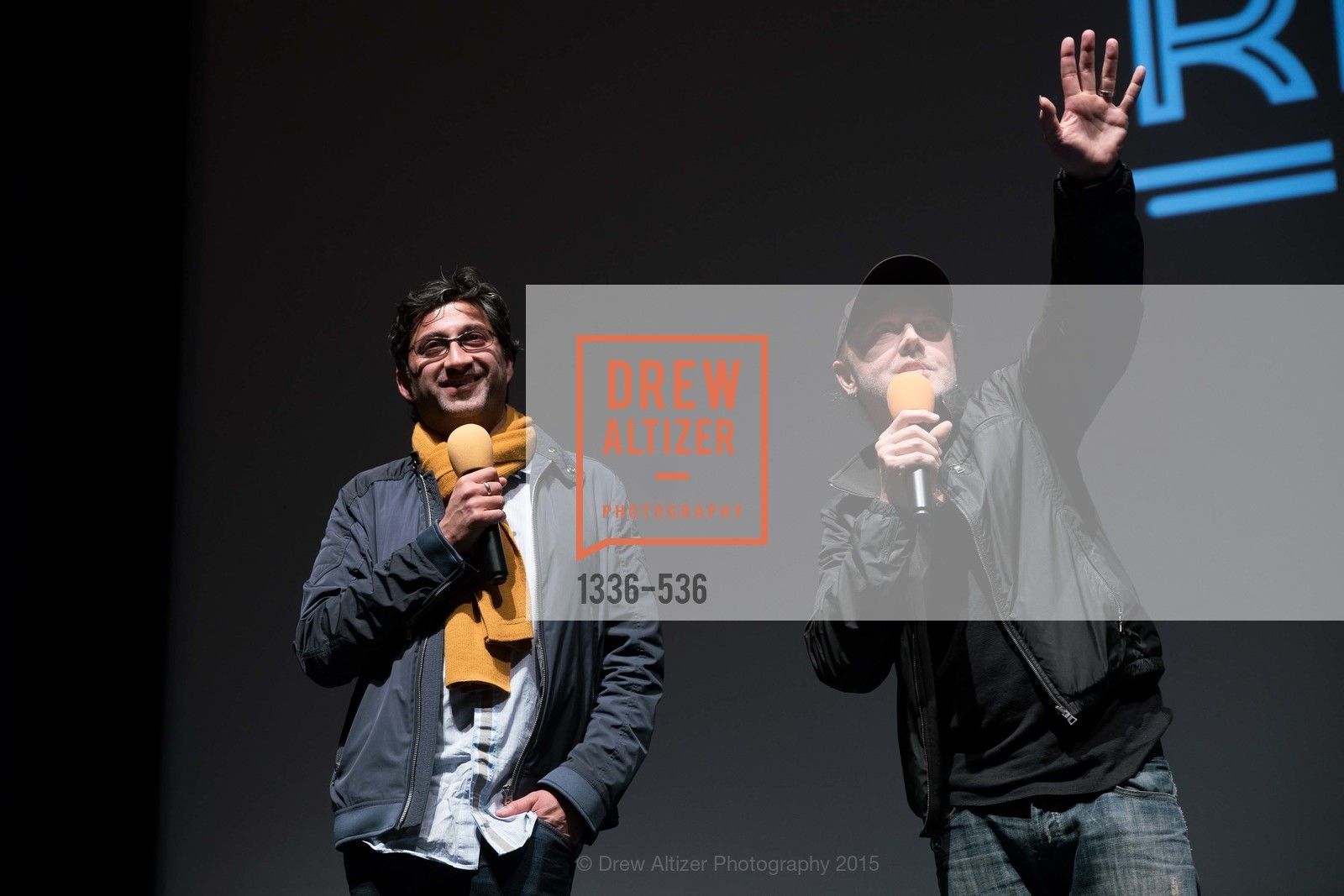 Asif Kapadia, Lars Ulrich, AMY Screening with Director Asif Kapadia and Lars Ulrich, Christopher B. Smith Rafael Film Center. 1118 Fourth Street, November 15th, 2015,Drew Altizer, Drew Altizer Photography, full-service agency, private events, San Francisco photographer, photographer california