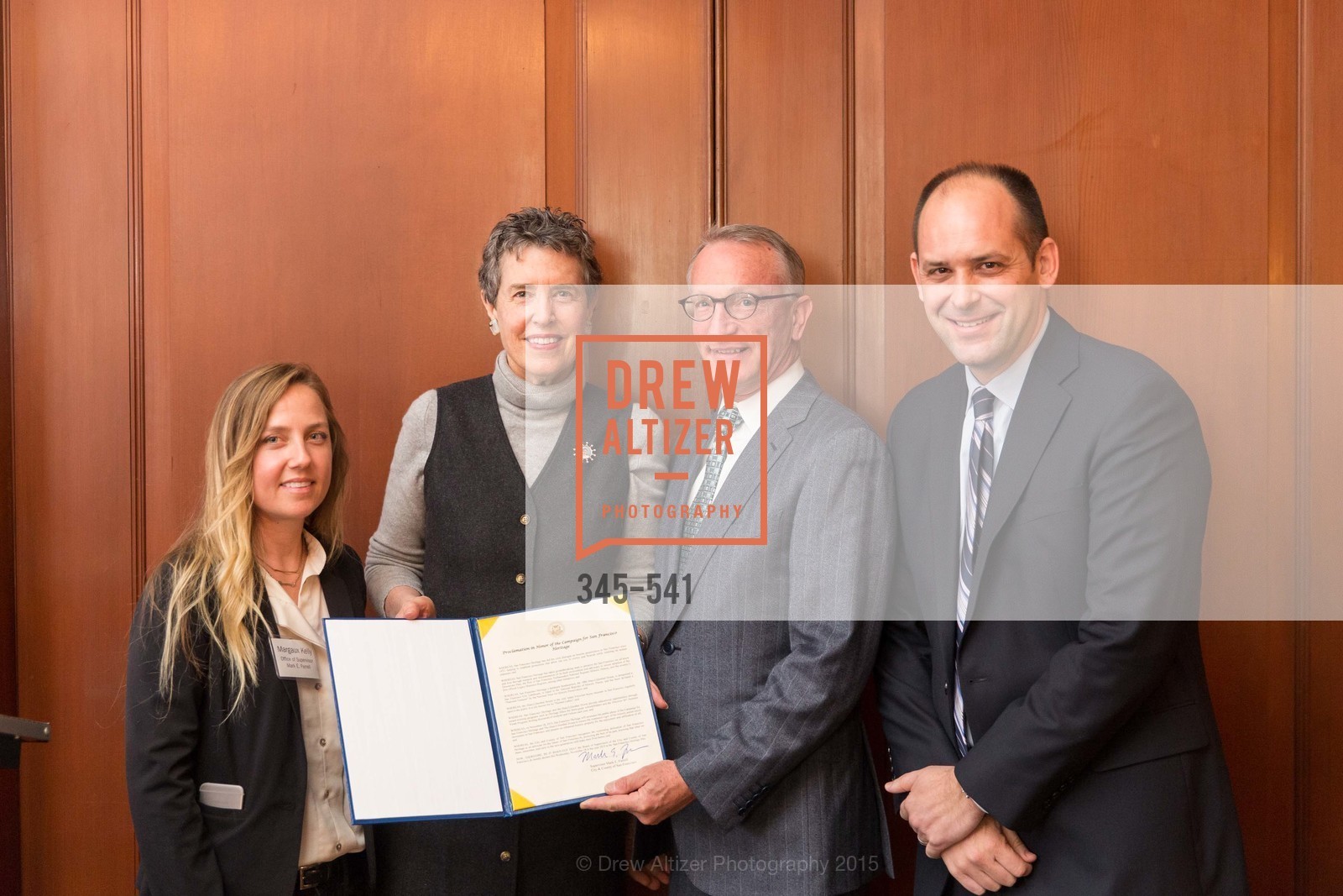 Margaux Kelly, Alice Russell-Shapiro, David Wessel, Mike Buhler, Ceremony Inaugurating the Campaign for San Francisco Heritage & Haas-Lilienthal House, Haas-Lilienthal House. 2007 Franklin Street, November 18th, 2015,Drew Altizer, Drew Altizer Photography, full-service event agency, private events, San Francisco photographer, photographer California