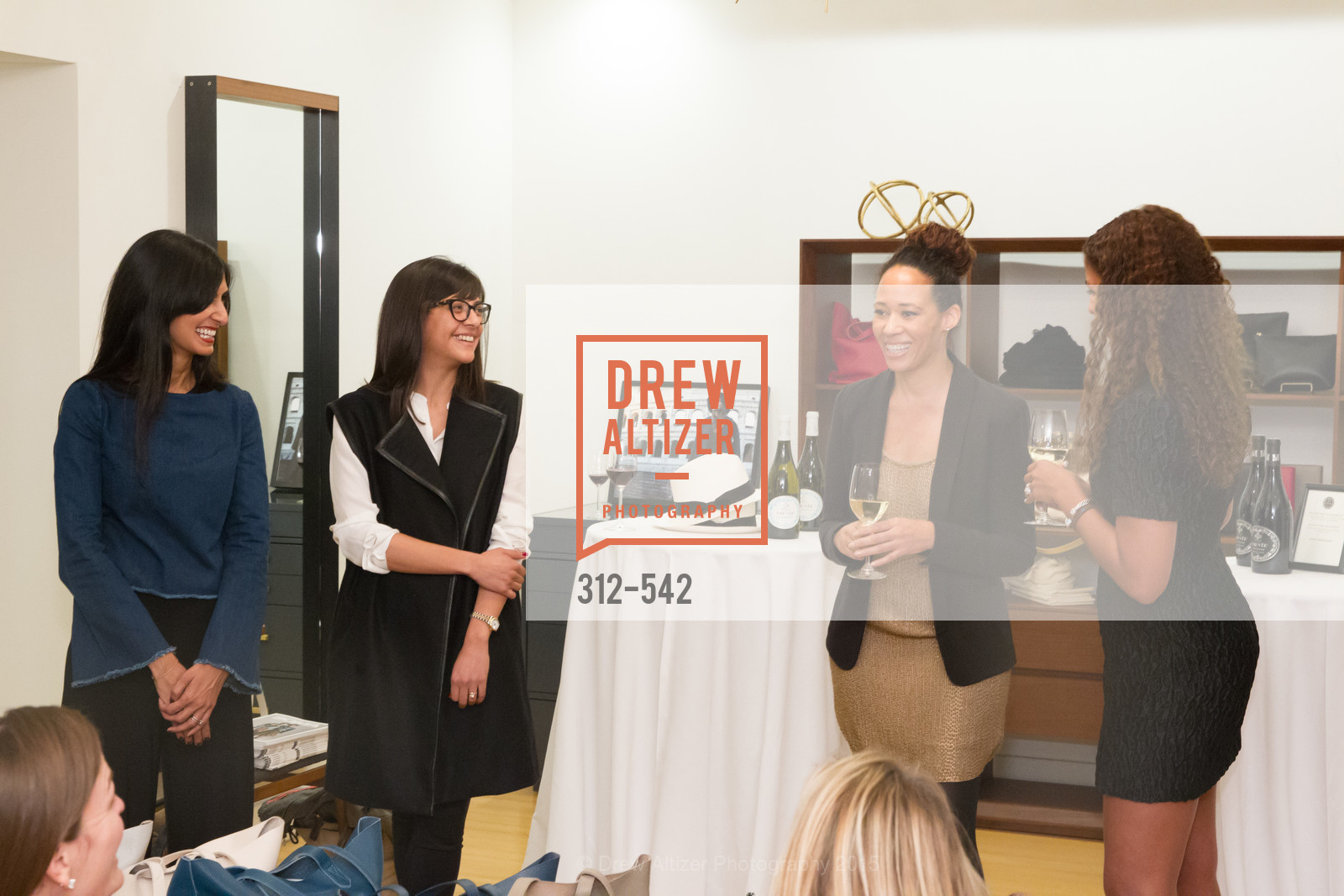 Shilpa Shah, Karla Gallardo, Robin McBride, Andrea McBride, Cuyana + The McBride Sisters, Cayuna Showroom. 291 Geary Street, 2nd Floor, November 19th, 2015,Drew Altizer, Drew Altizer Photography, full-service event agency, private events, San Francisco photographer, photographer California