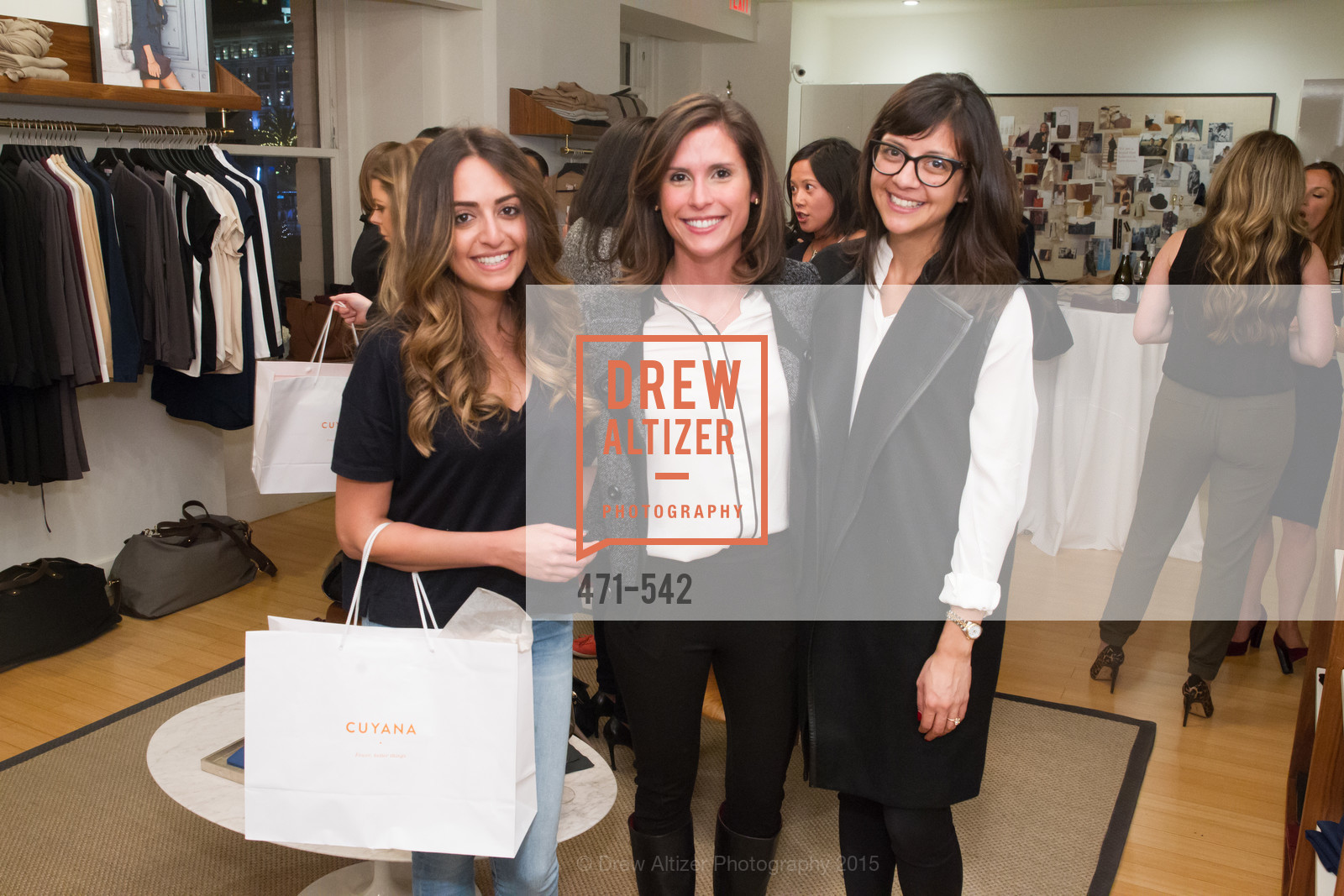 Keanna Duvari, Valeese Perez, Karla Gallardo, Cuyana + The McBride Sisters, Cayuna Showroom. 291 Geary Street, 2nd Floor, November 19th, 2015, Photo #471-542 Keanna Duvari, Valeese Perez, Karla Gallardo, Photo #471-542