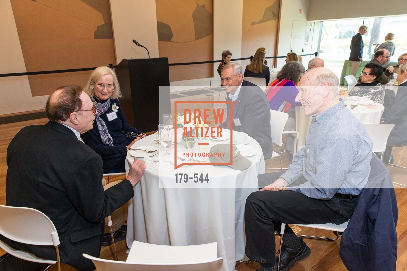 William Eddelman, Nancy Thompson, Andrew Kerr, John McCallister, FAMSF hosts the Legacy Tea Reception, de Young Museum, November 17th, 2015, Photo #179-544 William Eddelman, Nancy Thompson, Andrew Kerr, John McCallister, Photo #179-544