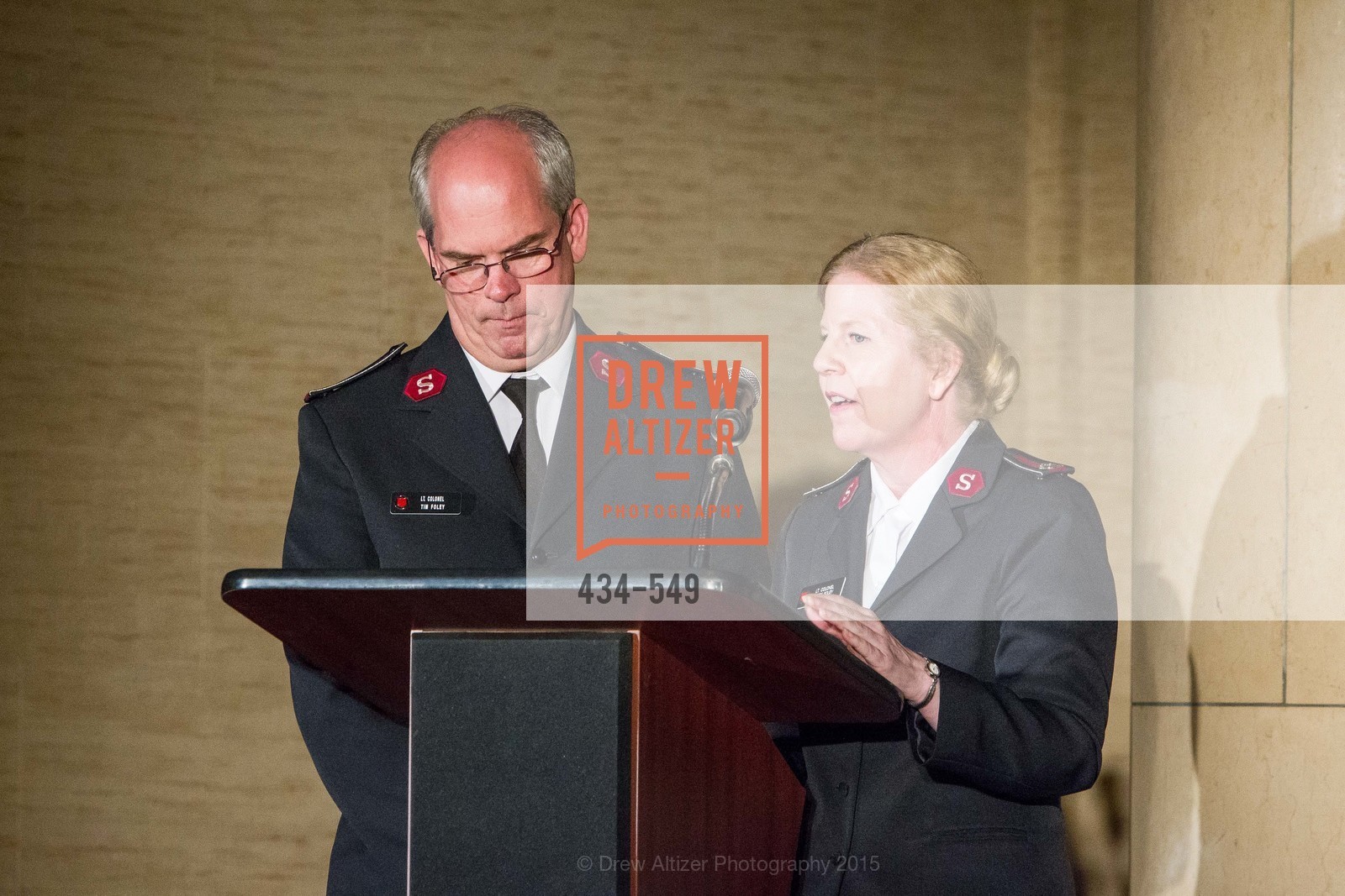 Lt. Col. Tim Foley, Lt. Col Cindy Foley, The Salvation Army's 12th Annual Holiday Luncheon Kettle Kickoff, The Bently Reserve. 301 Battery St, November 18th, 2015,Drew Altizer, Drew Altizer Photography, full-service agency, private events, San Francisco photographer, photographer california