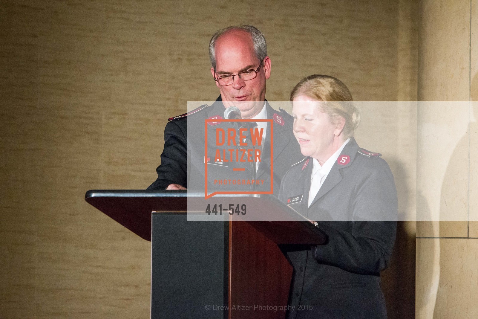 Lt. Col. Tim Foley, Lt. Col Cindy Foley, The Salvation Army's 12th Annual Holiday Luncheon Kettle Kickoff, The Bently Reserve. 301 Battery St, November 18th, 2015,Drew Altizer, Drew Altizer Photography, full-service agency, private events, San Francisco photographer, photographer california