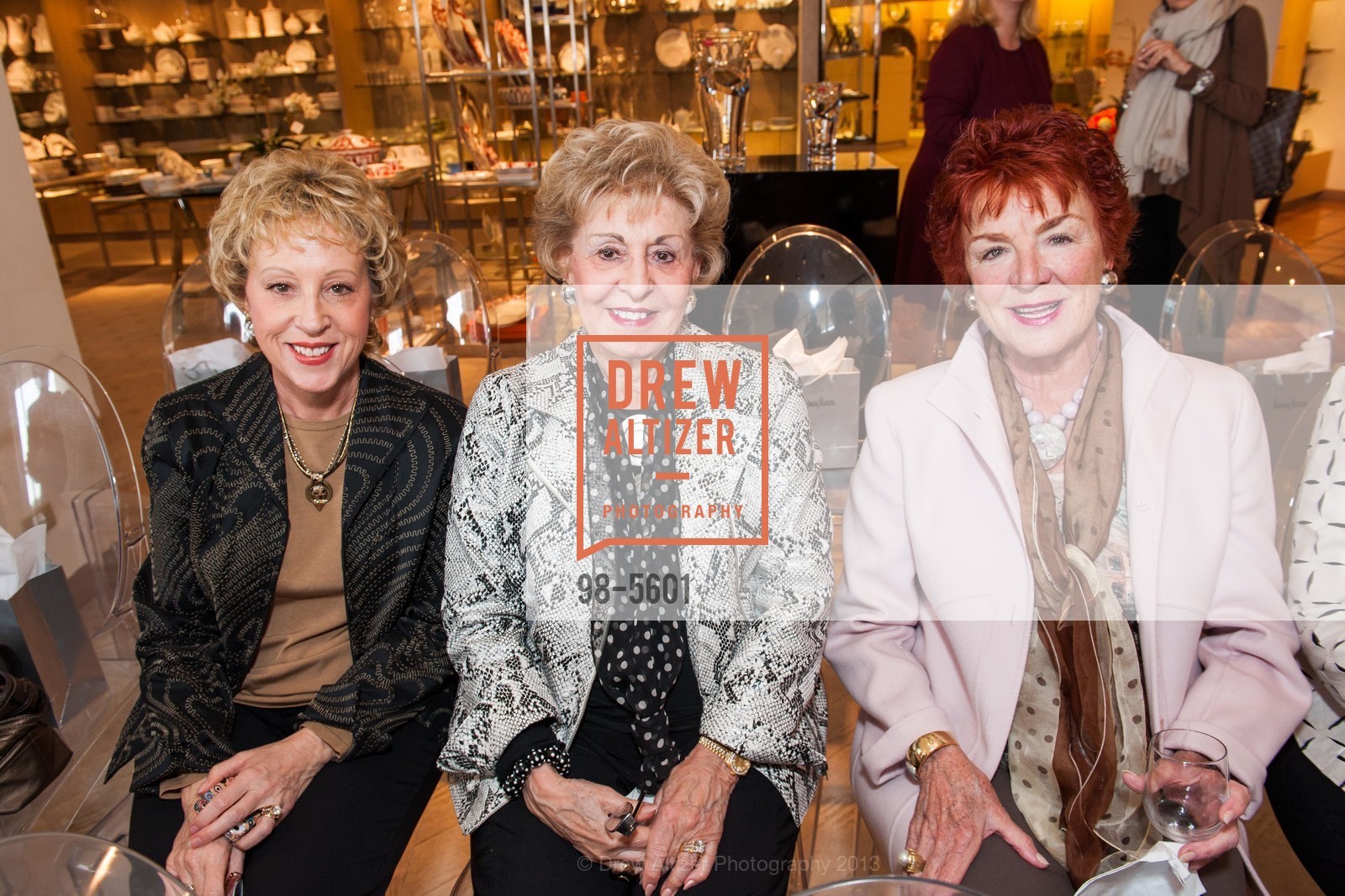 Mari Donnelly, Lillian Coehlo, Huguette Bartels, NEIMAN MARCUS and PENINSULA VOLUNTEERS Hold Baccarat Vase Event Featuring Judy Sieber, US, April 4th, 2013, Photo #98-5601 Mari Donnelly, Lillian Coehlo, Huguette Bartels, Photo #98-5601