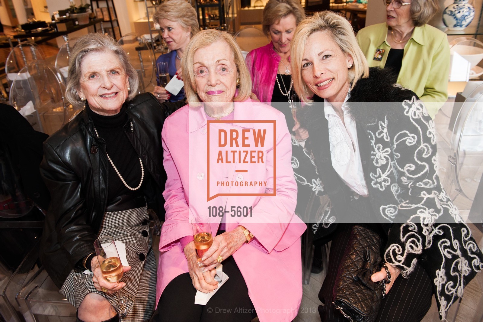 Helen Babb, Roz Morris, Shirley Schall, NEIMAN MARCUS and PENINSULA VOLUNTEERS Hold Baccarat Vase Event Featuring Judy Sieber, US, April 4th, 2013, Photo #108-5601 Helen Babb, Roz Morris, Shirley Schall, Photo #108-5601
