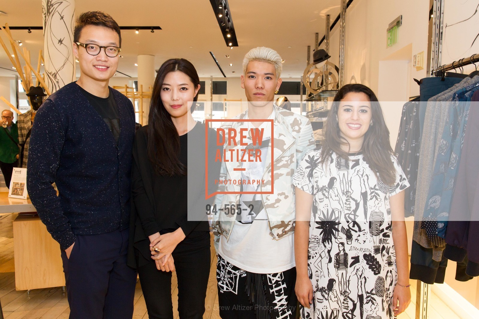 Louise Gao, Suki Shen, Ryo Hidaka, Diana Kalaji, GLAAD GALA Kick-Off Party Hosted by SAKS FIFTH AVENUE, Saks Fifth Avenue. 384 Post Street, September 12th, 2014, Photo #94-565-2 Louise Gao, Suki Shen, Ryo Hidaka, Diana Kalaji, Photo #94-565-2