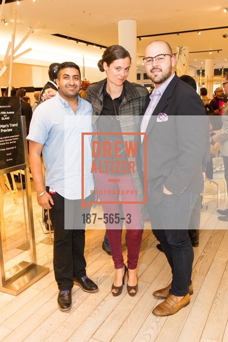 Rahul Chandhok, Lauren Dowling, Amhir Hidalgo, GLAAD GALA Kick-Off Party Hosted by SAKS FIFTH AVENUE, Saks Fifth Avenue. 384 Post Street, September 12th, 2014,Drew Altizer, Drew Altizer Photography, full-service agency, private events, San Francisco photographer, photographer california