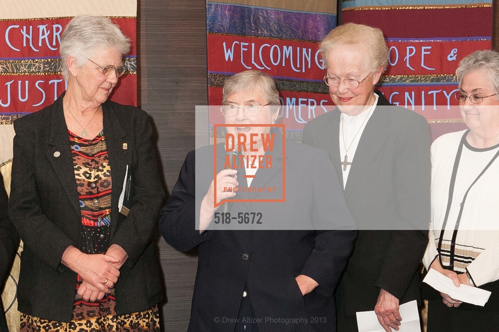 Sister Fran Kearney, Sister Marilyn Gouailhardou, Sister Roseanne Murphy, Sister Judith Romero, CCCYO Loaves & Fishes Dinner & Gala, US, April 15th, 2013, Photo #518-5672 Sister Fran Kearney, Sister Marilyn Gouailhardou, Sister Roseanne Murphy, Sister Judith Romero, Photo #518-5672