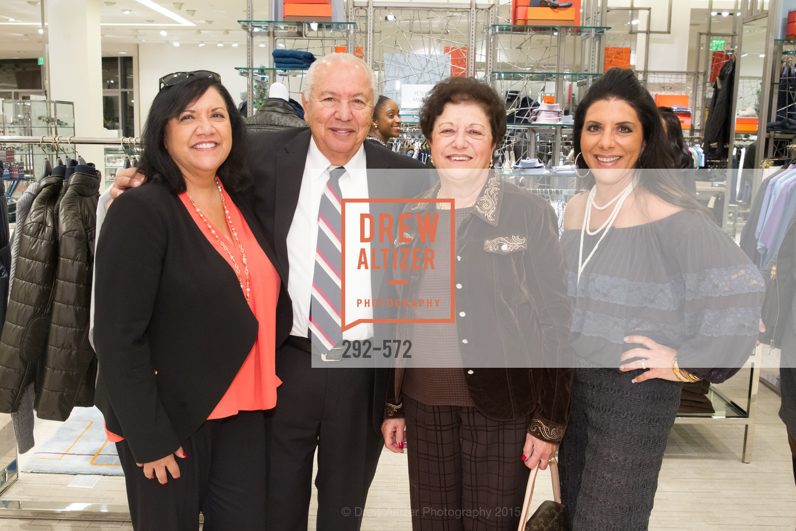 Susie Dudum, Rocky Dudum, Nada Dudum, Sandy Dudum Bennett, Neiman Marcus Walnut Creek welcomes neighbors ROOFTOP and Teleferic Barcelona, Neiman Marcus. 1000 South Main Street, November 20th, 2015, Photo #292-572 Susie Dudum, Rocky Dudum, Nada Dudum, Sandy Dudum Bennett, Photo #292-572