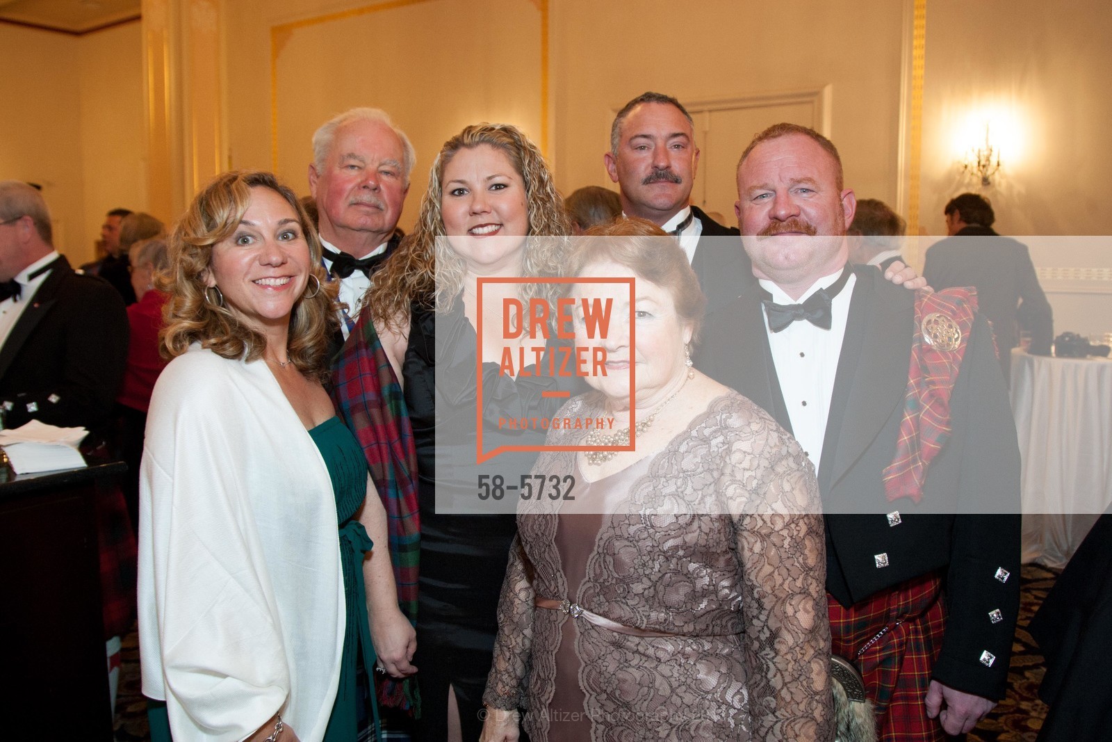 Elizabeth Zamer, Gene McCracken, Lisa McCracken, Ruth McCracken, Chris Munro, Eric Munro, ST. ANDREWS Sesquicentennial Banquet and Ball, US, November 30th, 2013, Photo #58-5732 Elizabeth Zamer, Gene McCracken, Lisa McCracken, Ruth McCracken, Chris Munro, Eric Munro, Photo #58-5732