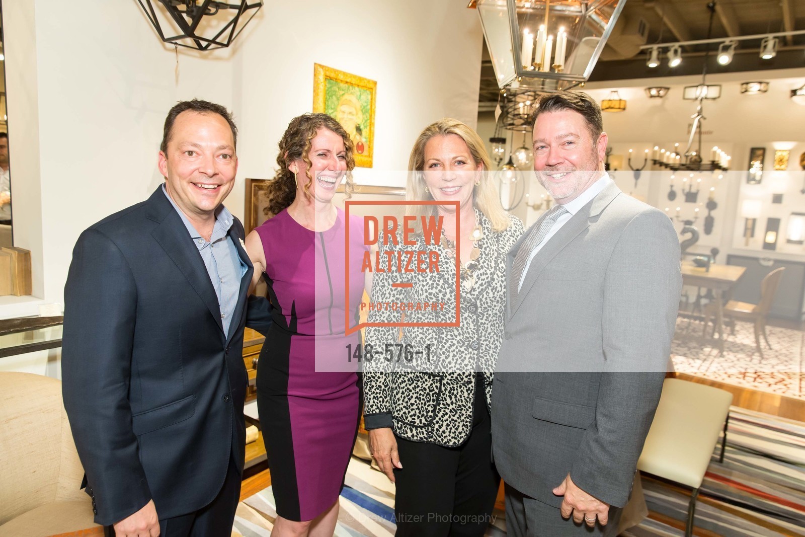 Peter West, Kathleen Navarra, Suzanne Tucker, Jeff Holt, SF FALL ANTIQUES SHOW Designer's Circle Cocktail Party at HEWN, US, Photo #148-576-1 Peter West, Kathleen Navarra, Suzanne Tucker, Jeff Holt, Photo #148-576-1