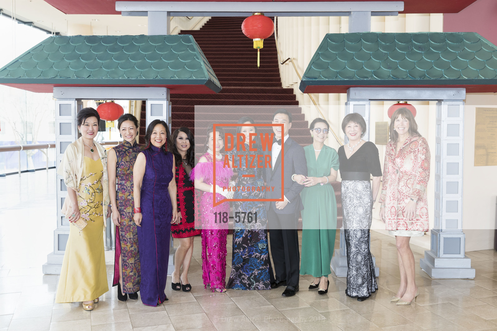 June Wong, Lesley Hu, Patricia Lee Hoffman, Sharon Seto, Kamee Tong, Catherine Meng, Kevin Yeh, Xiaojun Lee, Margaret Yee Collins, Leigh Wasson, SF Symphony Chinese New Year concert and Imperial Dinner 2018, Davies Symphony Hall. 201 Van Ness Avenue, February 24th, 2018, Photo #118-5761 June Wong, Lesley Hu, Patricia Lee Hoffman, Sharon Seto, Kamee Tong, Catherine Meng, Kevin Yeh, Xiaojun Lee, Margaret Yee Collins, Leigh Wasson, Photo #118-5761