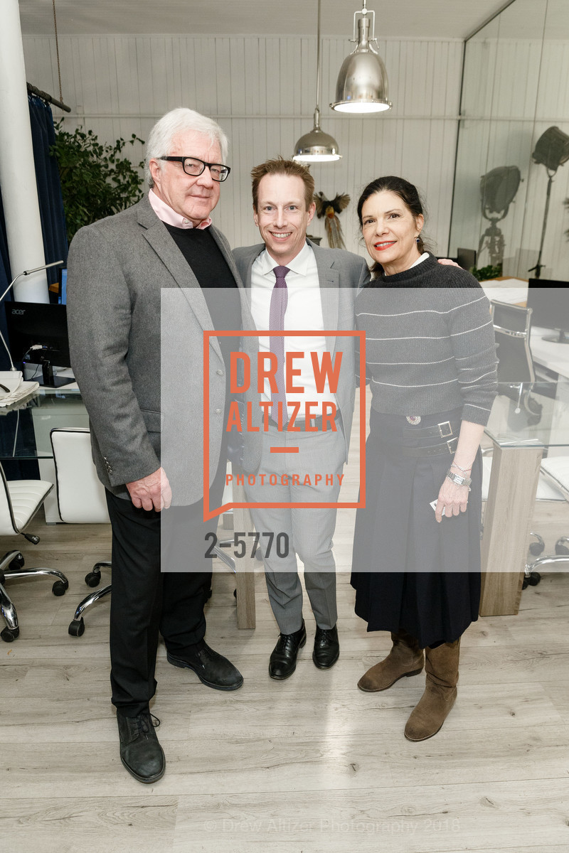 Kyle Osier, George, Darcy Brown, Mark Leno Fundraising Cocktail Party, Zeterre Landscape Architecture. 1171 Folsom St., San Francisco, CA 91711, February 26th, 2018, Photo #2-5770 Kyle Osier, George, Darcy Brown, Photo #2-5770