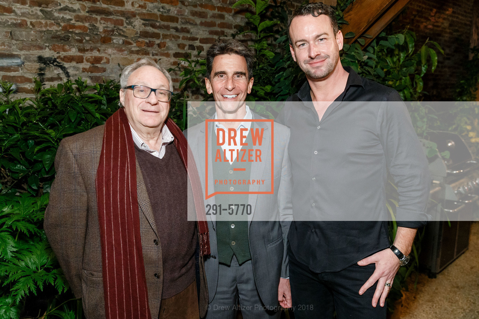 Stephen Sussman, Mark Leno, Jarrod Baumann, Mark Leno Fundraising Cocktail Party, Zeterre Landscape Architecture. 1171 Folsom St., San Francisco, CA 91711, February 26th, 2018, Photo #291-5770 Stephen Sussman, Mark Leno, Jarrod Baumann, Photo #291-5770