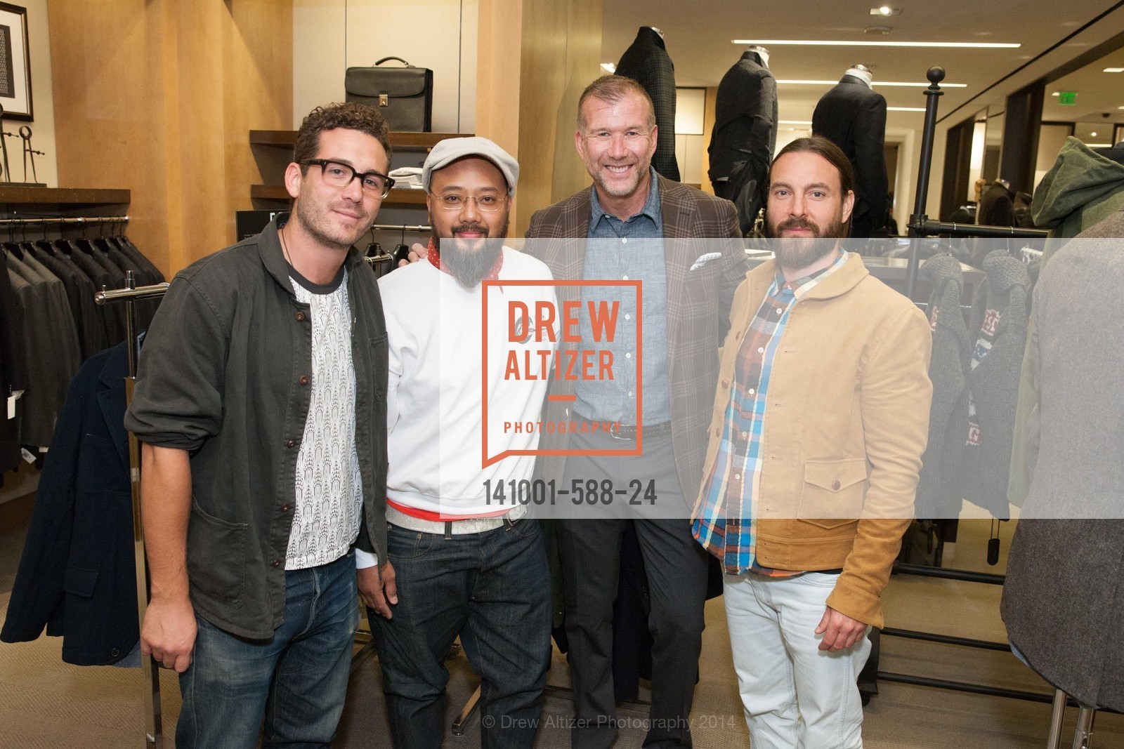 Ben Starmer, Brian Owiton, Kevin Harter, Sean Awitan, ESQUIRE & BLOOMINGDALE'S SF Celebrate the Launch of FREEMANS SPORTING GOODS, US, October 2nd, 2014,Drew Altizer, Drew Altizer Photography, full-service agency, private events, San Francisco photographer, photographer california