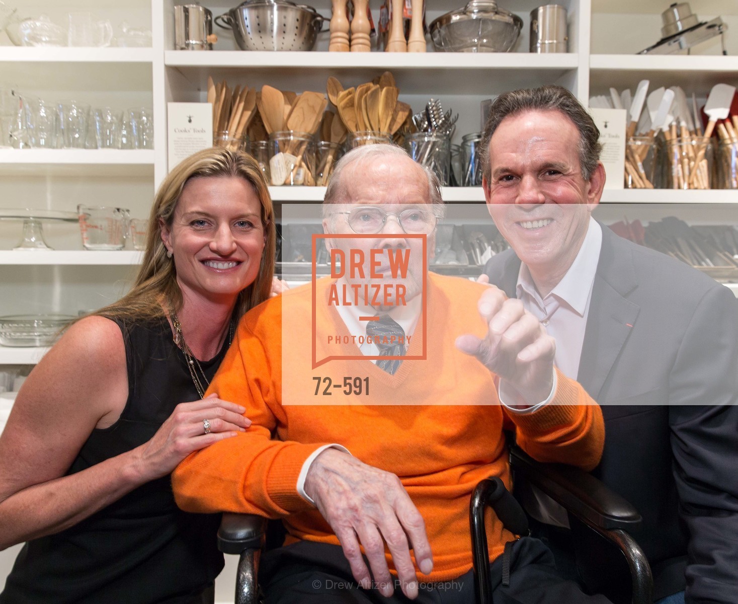 Laura Alber, Chuck Williams, Thomas Keller, CHUCK WILLIAMS Birthday Celebration, US, October 3rd, 2014, Photo #72-591 Laura Alber, Chuck Williams, Thomas Keller, Photo #72-591