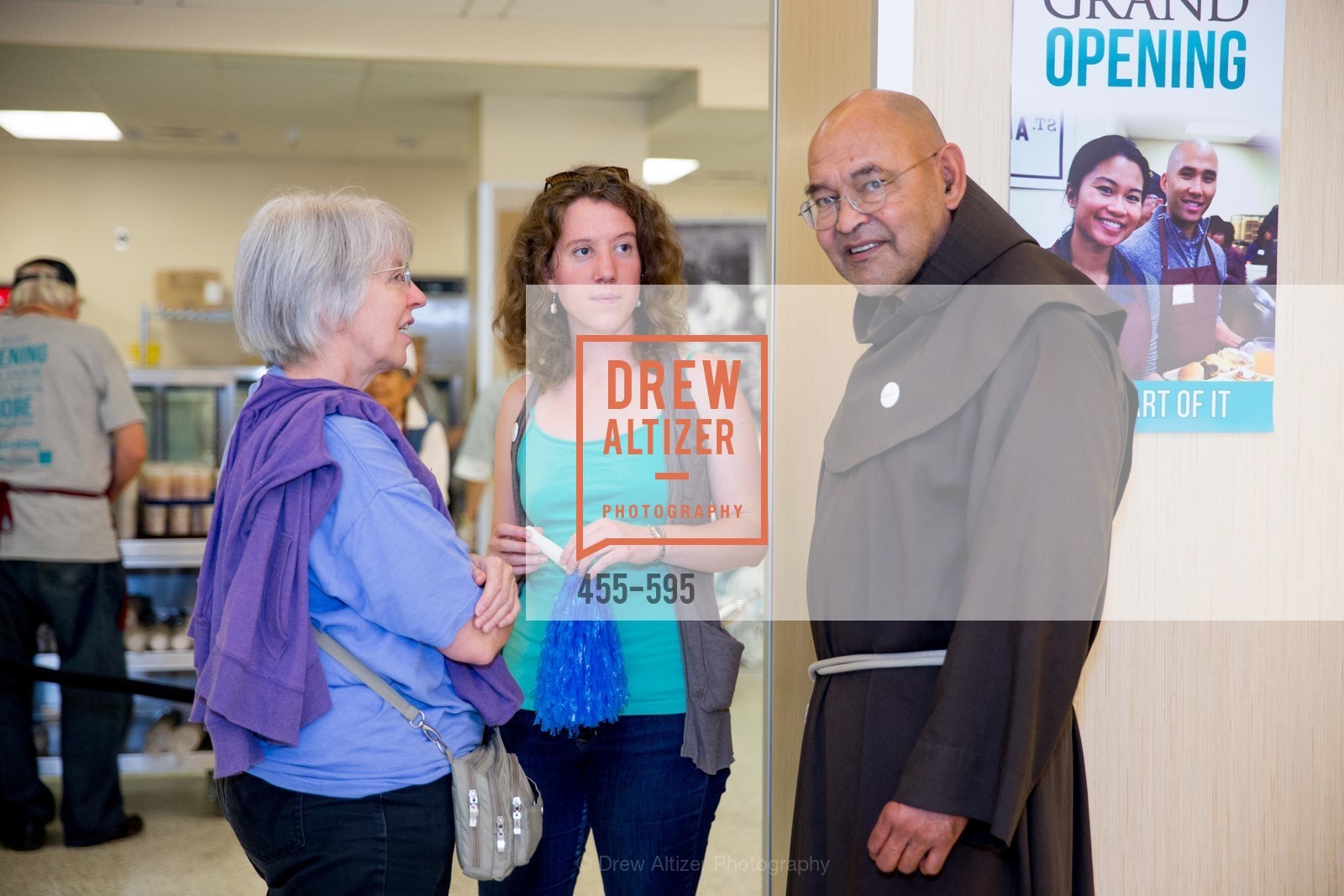 Susan Schaeffer, Father John Gutierrez, Christine Kehner, ST. ANTHONY'S Dining Room Ribbon Cutting Ceremony, US, October 5th, 2014, Photo #455-595 Susan Schaeffer, Father John Gutierrez, Christine Kehner, Photo #455-595