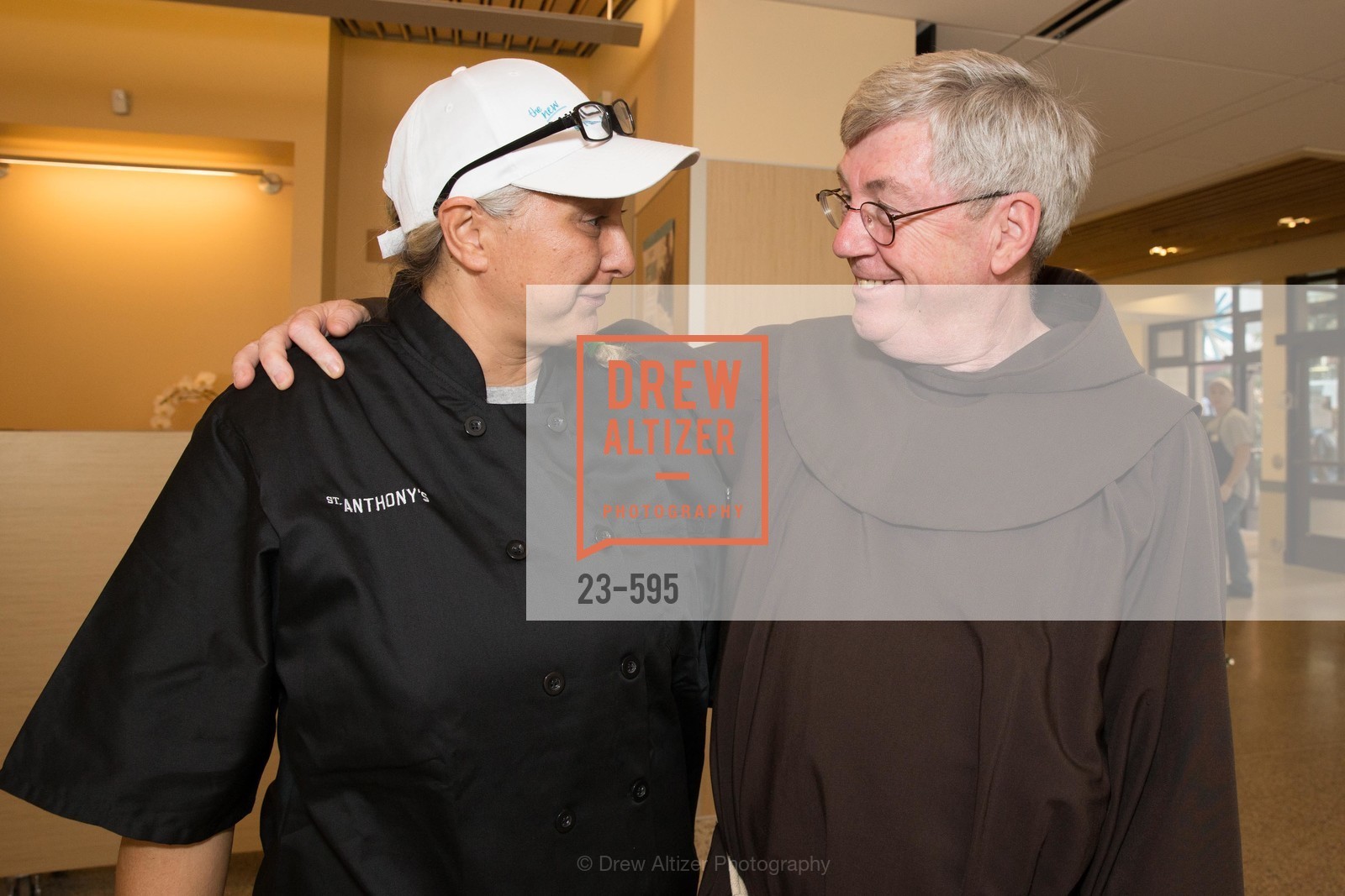 Char Marsden, Father Tom West, ST. ANTHONY'S Dining Room Ribbon Cutting Ceremony, US, October 5th, 2014, Photo #23-595 Char Marsden, Father Tom West, Photo #23-595