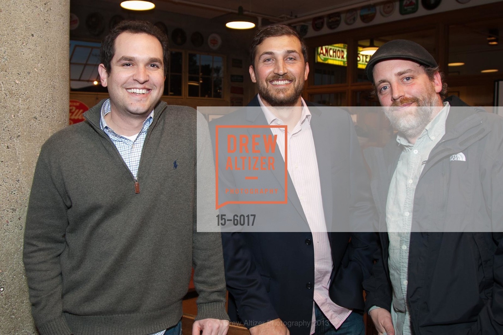 Judd Hausner, Joe Ayoob, Jeremiah Liebrecht, SF Beer Week Kickoff at ANCHOR BREWING, US, February 6th, 2013, Photo #15-6017 Judd Hausner, Joe Ayoob, Jeremiah Liebrecht, Photo #15-6017