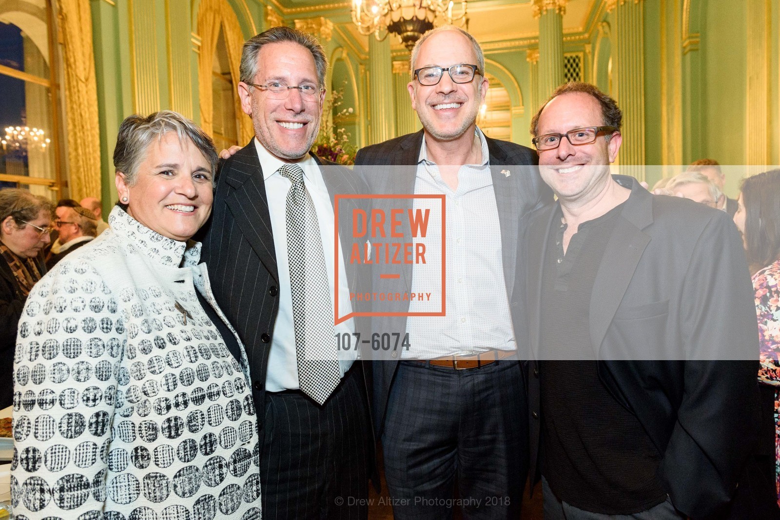 Debbie Cohn, Barry Cohn, Sam Lauder, Maury Alcheck, JCRC Behind the Scenes 2018, San Francisco War Memorial Veterans Building. 401 Van Ness Avenue, February 27th, 2018, Photo #107-6074 Debbie Cohn, Barry Cohn, Sam Lauder, Maury Alcheck, Photo #107-6074