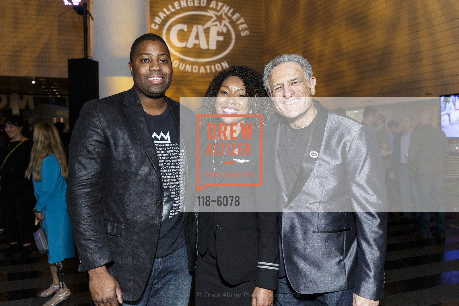 Andre Slay, Talisa Austin, Bob Babbitt, Challenged Athletes Foundation Inaugural Celebration of Heart Benefit 2018, SFMOMA. 151 Third Street, February 27th, 2018, Photo #118-6078 Andre Slay, Talisa Austin, Bob Babbitt, Photo #118-6078