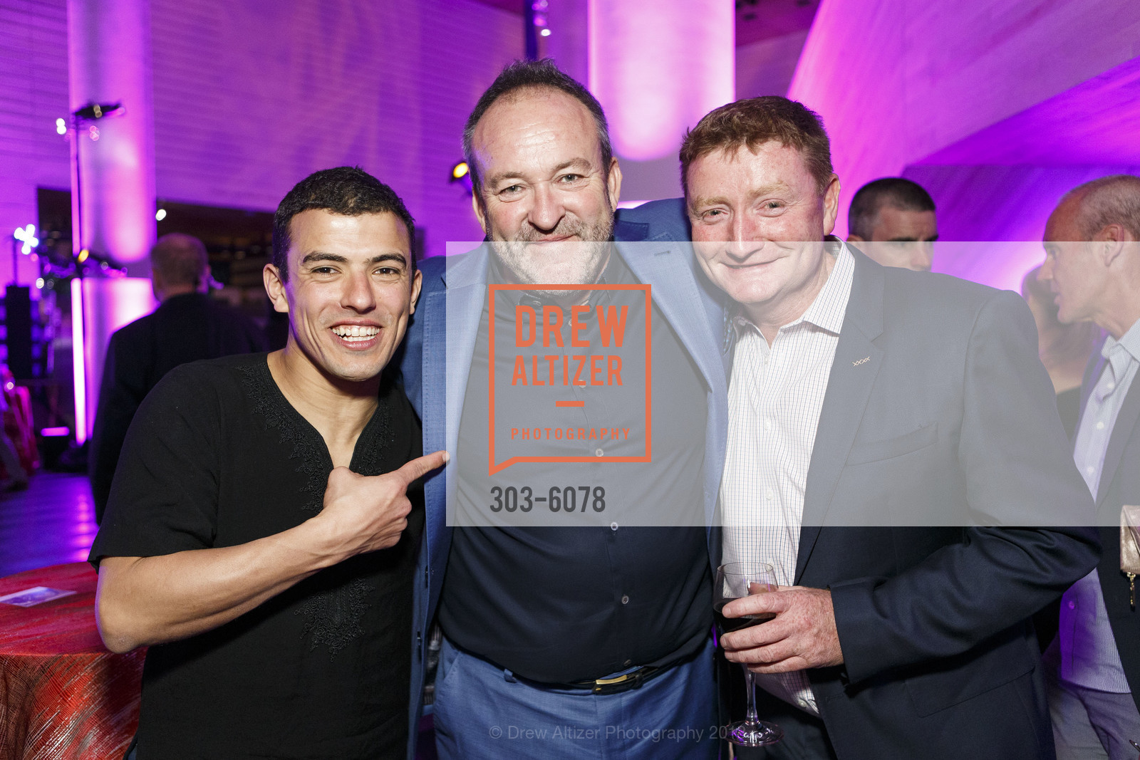 Mohammed Lahna, Angus McCarty, Luke Gilligan, Challenged Athletes Foundation Inaugural Celebration of Heart Benefit 2018, SFMOMA. 151 Third Street, February 27th, 2018, Photo #303-6078 Mohammed Lahna, Angus McCarty, Luke Gilligan, Photo #303-6078