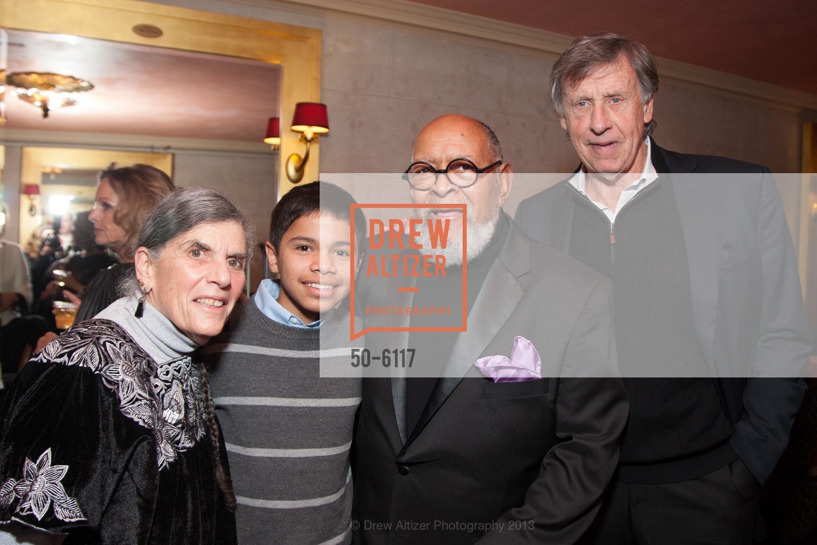Phyllis Kaplan, Kiki, Reverend Cecil Williams, Richard Blum, CELEBRATE 50 GLIDE Annual Holiday Festival, US, December 4th, 2013, Photo #50-6117 Phyllis Kaplan, Kiki, Reverend Cecil Williams, Richard Blum, Photo #50-6117
