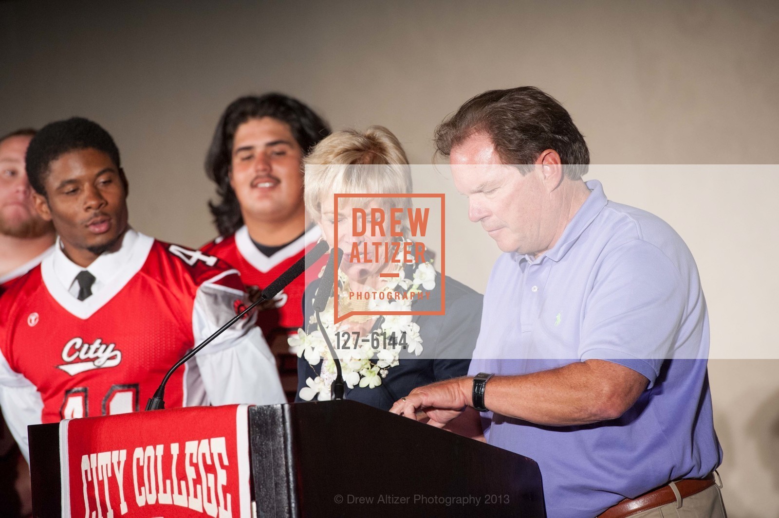 CCSF Football Team, Kathleen Alioto, Coach George Rush, Photo #127-6144