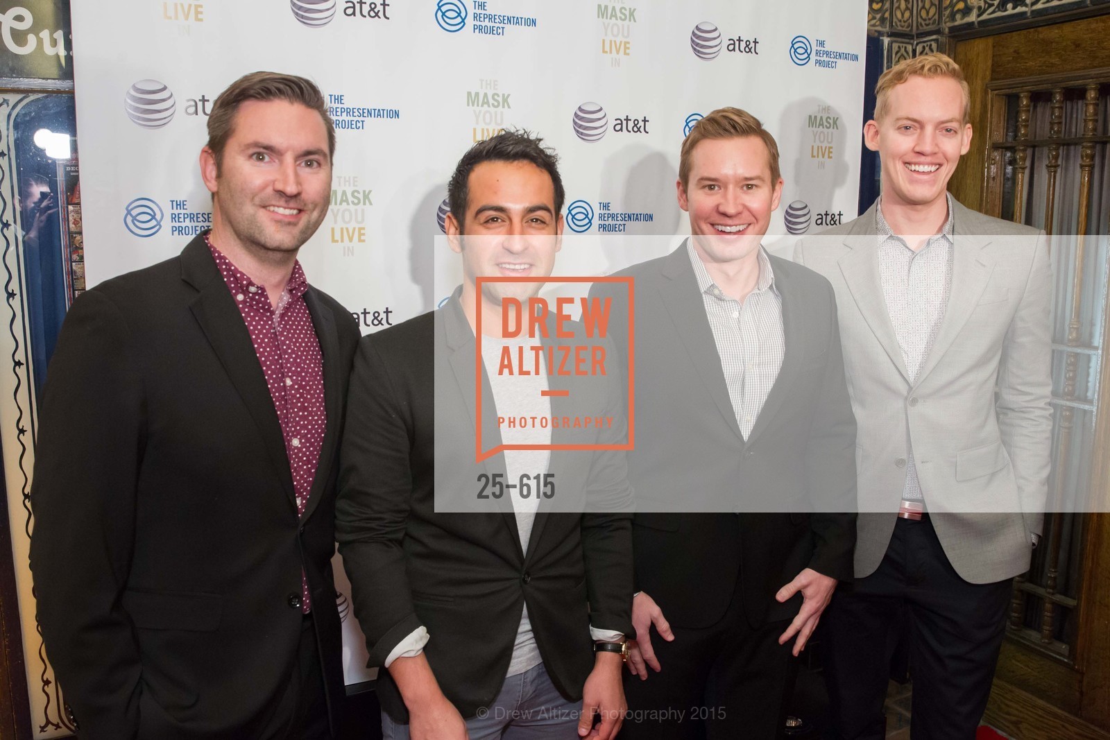 James Chambers, Jacob Frost, Brent Tippen, Eric Barth, Jennifer Siebel Newsom's Castro Screening The Mask You Live In, Castro Theatre. 429 Castro Street, December 2nd, 2015, Photo #25-615 James Chambers, Jacob Frost, Brent Tippen, Eric Barth, Photo #25-615