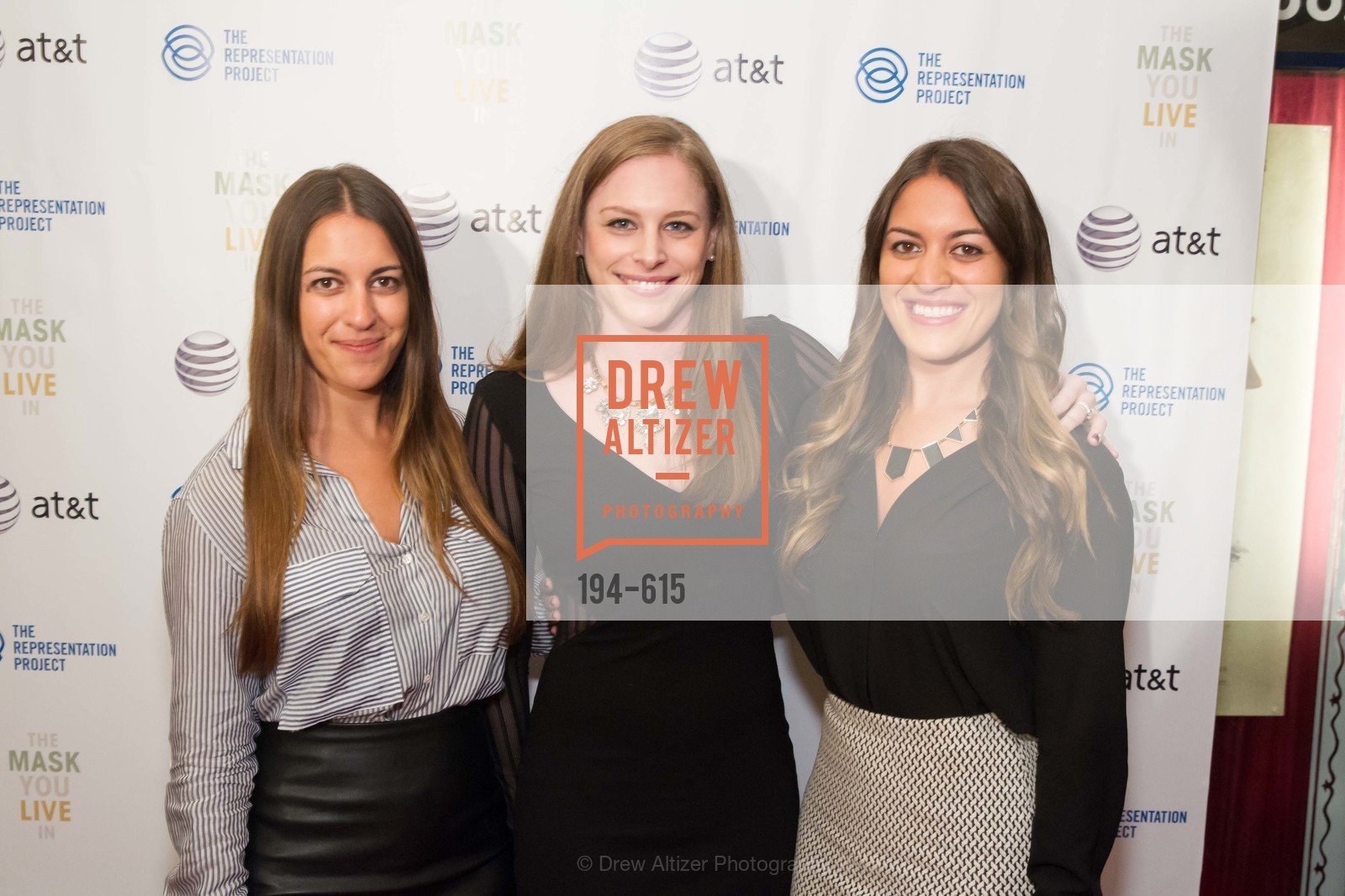 Amanda Milay, Morgan Strobel, Natalie Milay, Jennifer Siebel Newsom's Castro Screening The Mask You Live In, Castro Theatre. 429 Castro Street, December 2nd, 2015, Photo #194-615 Amanda Milay, Morgan Strobel, Natalie Milay, Photo #194-615