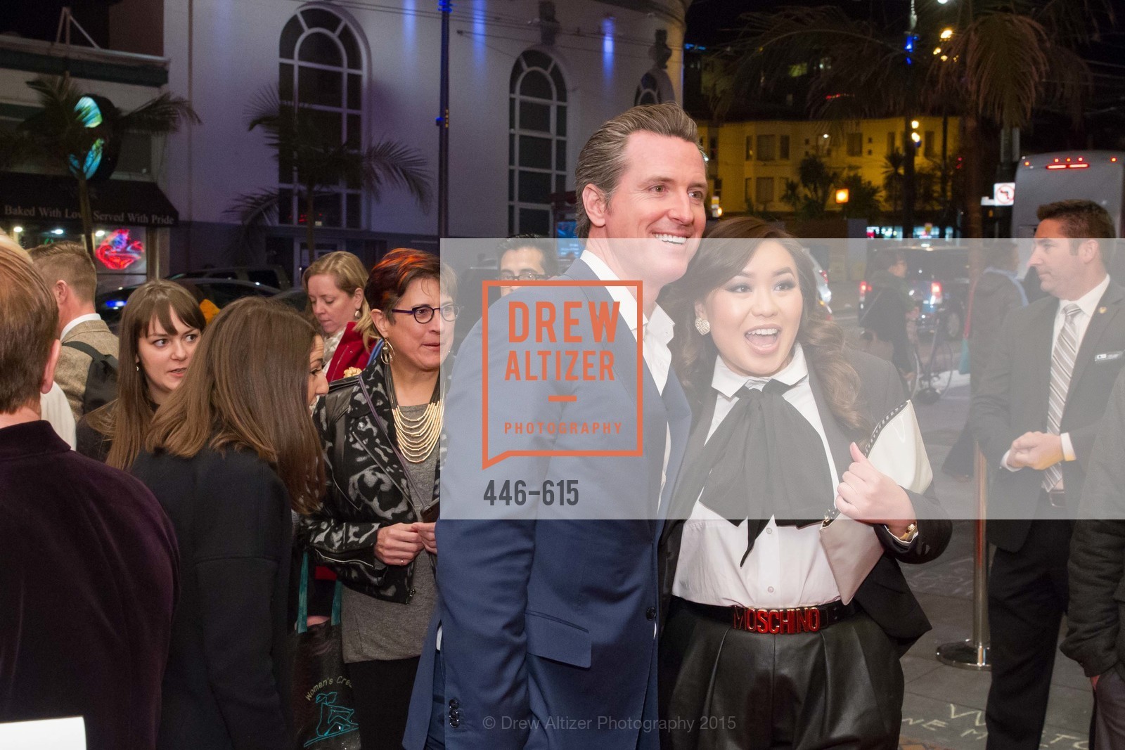 Gavin Newsom, Cindy Situ, Jennifer Siebel Newsom's Castro Screening The Mask You Live In, Castro Theatre. 429 Castro Street, December 2nd, 2015, Photo #446-615 Gavin Newsom, Cindy Situ, Photo #446-615