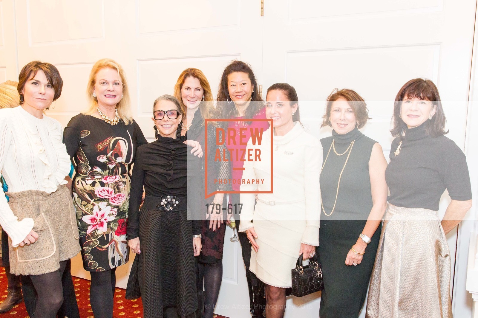 Debbie DiMaggio, Claire Kostic, Julie Coplon, Patricia Ferrin Loucks, Michelle Helm, Natalia Urrutia, Cynthia Karasik, Pam McBain, Boy's & Girls' Towns of Italy Holiday Luncheon, The Olympic Club. 524 Post Street, December 3rd, 2015, Photo #179-617 Debbie DiMaggio, Claire Kostic, Julie Coplon, Patricia Ferrin Loucks, Michelle Helm, Natalia Urrutia, Cynthia Karasik, Pam McBain, Photo #179-617
